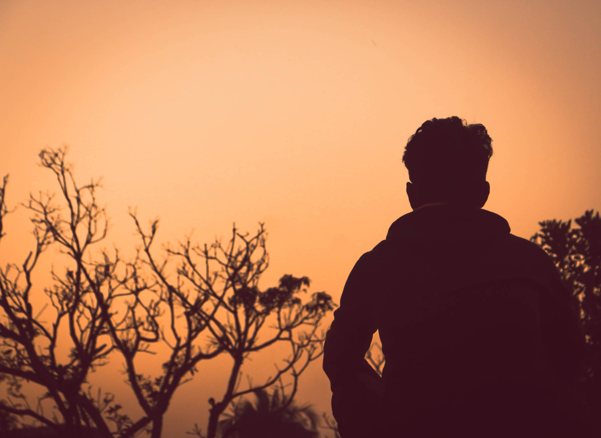 Melancholy Man Silhouette Background