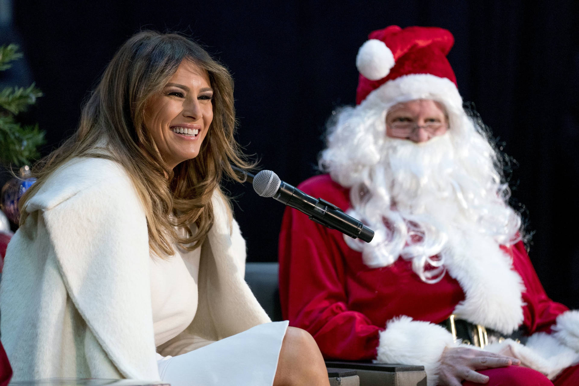 Melania Trump With Santa Claus Background