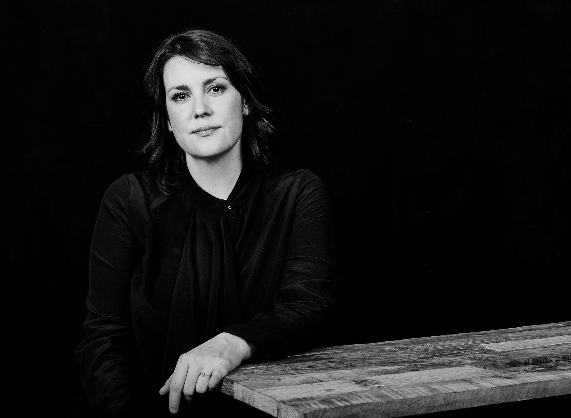 Melanie Lynskey Black And White Portrait Background