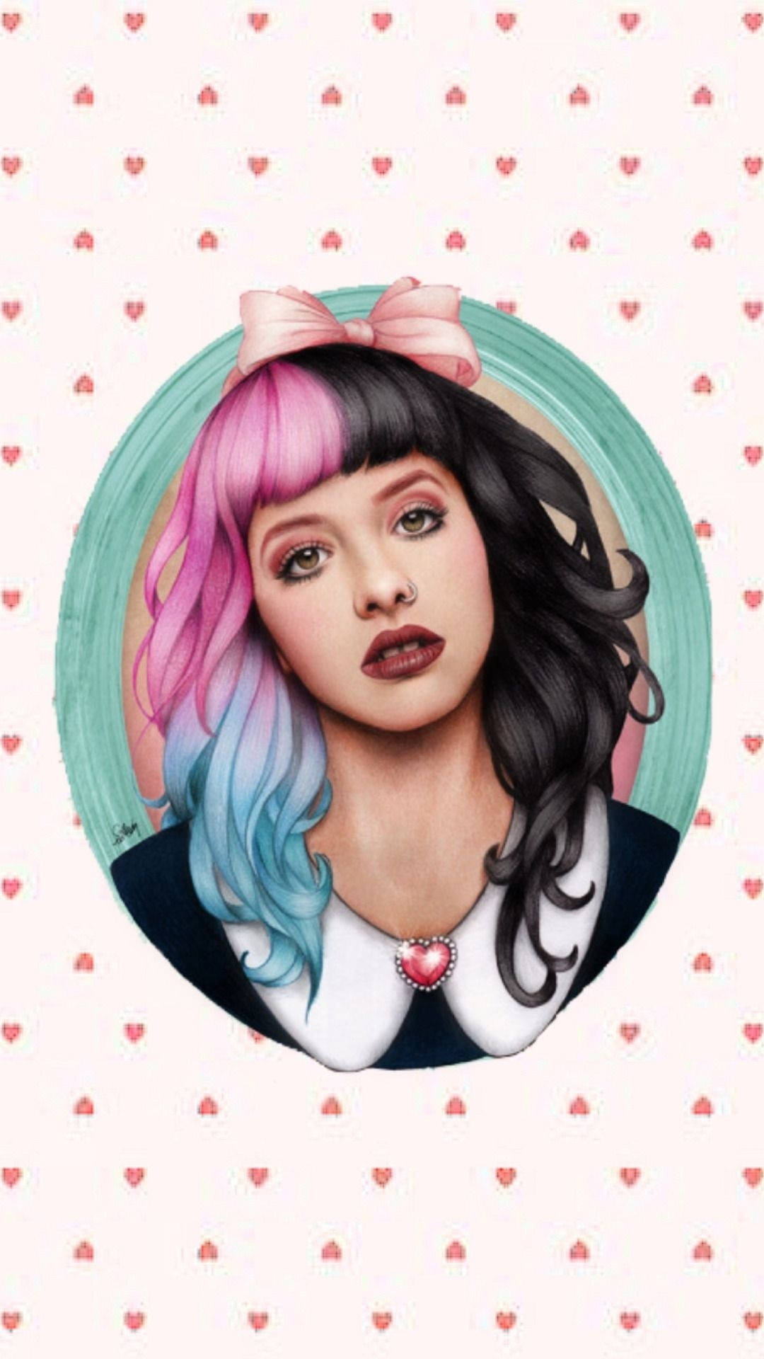 Melanie Martinez Pink Hearts Art Background