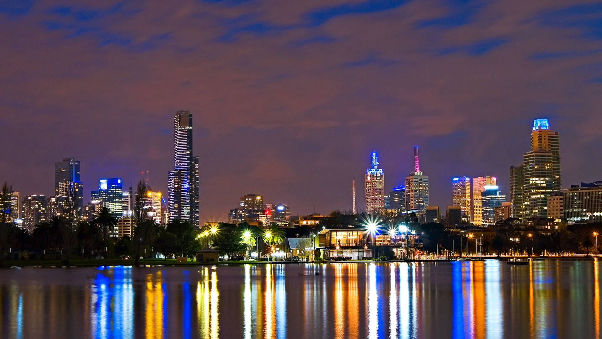 Melbourne Night Lake Background