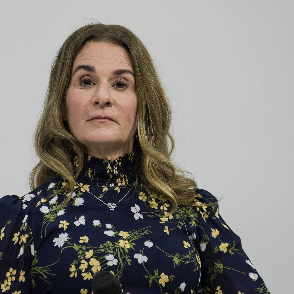 Melinda French Gates In A Floral Pattern Dress