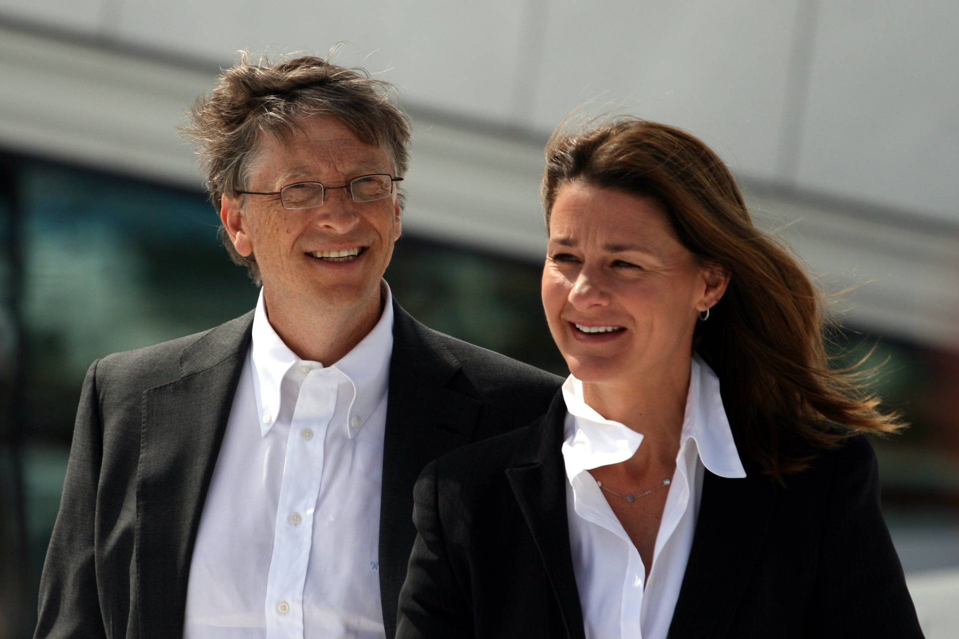 Melinda French Gates In A White Top With Black Blazer