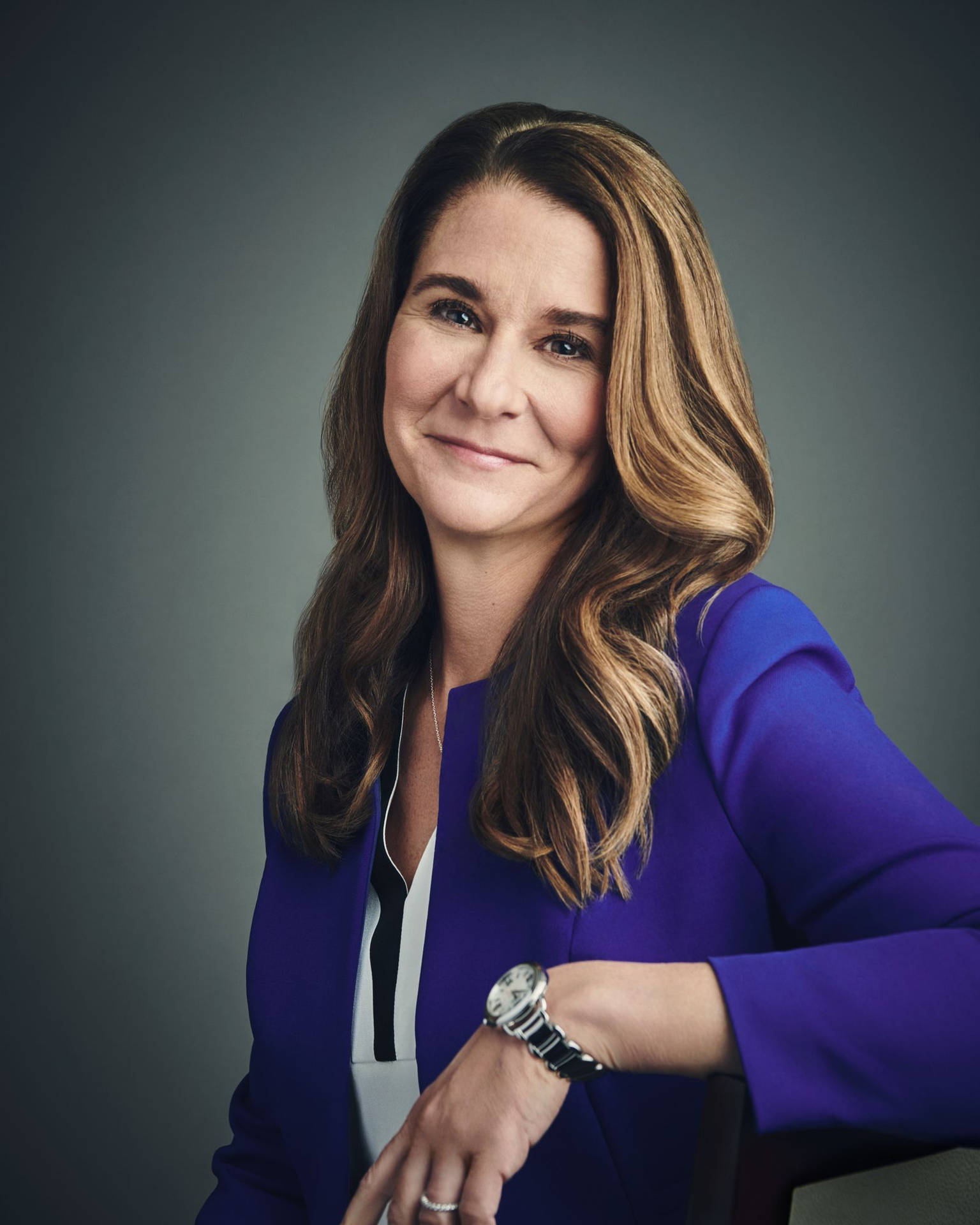 Melinda French Gates In Violet Blue Background