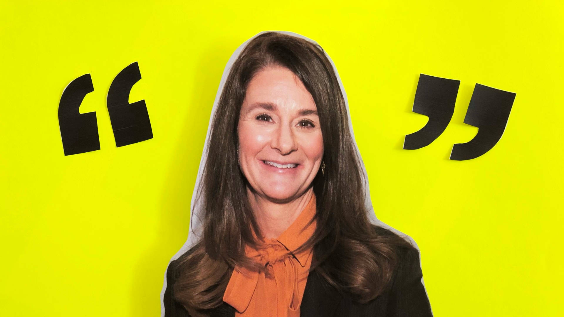 Melinda French Gates Isolated In Yellow Backdrop