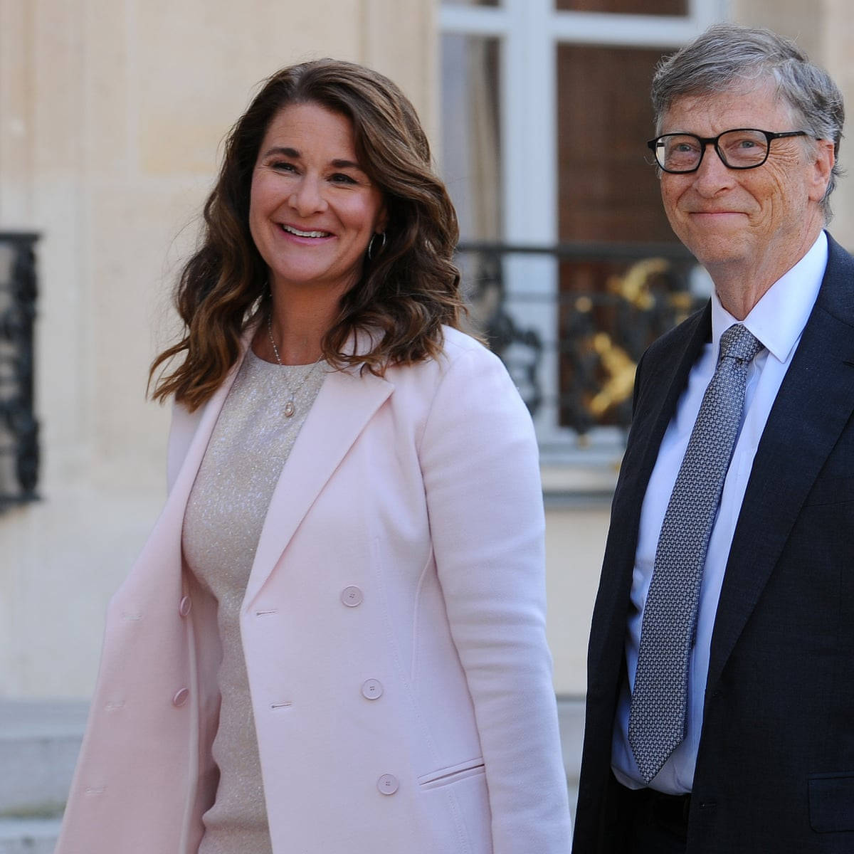 Melinda French Gates Wearing A Baby Pink Overcoat