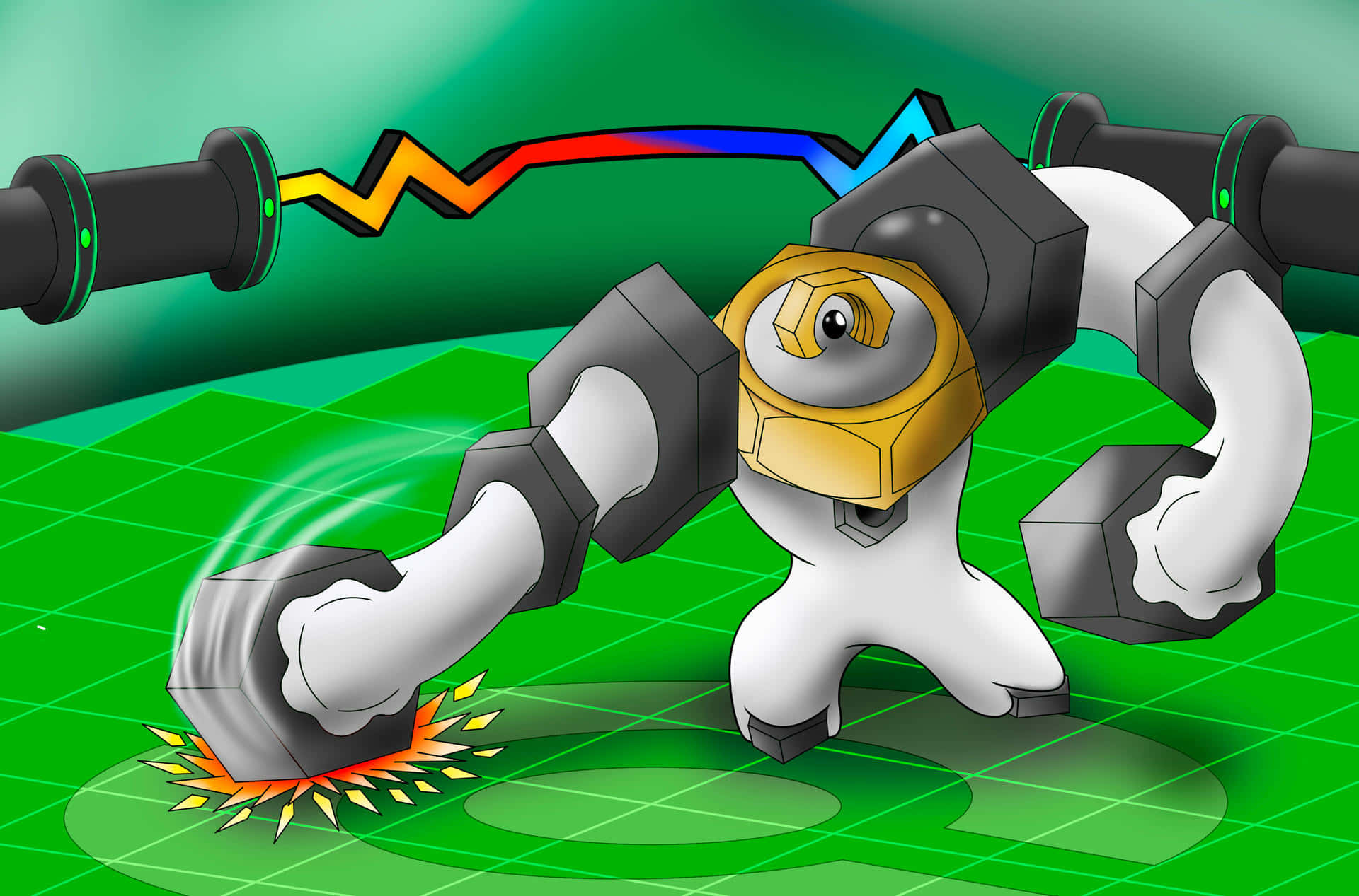 Melmetal Crushing Inside Battlefield Background