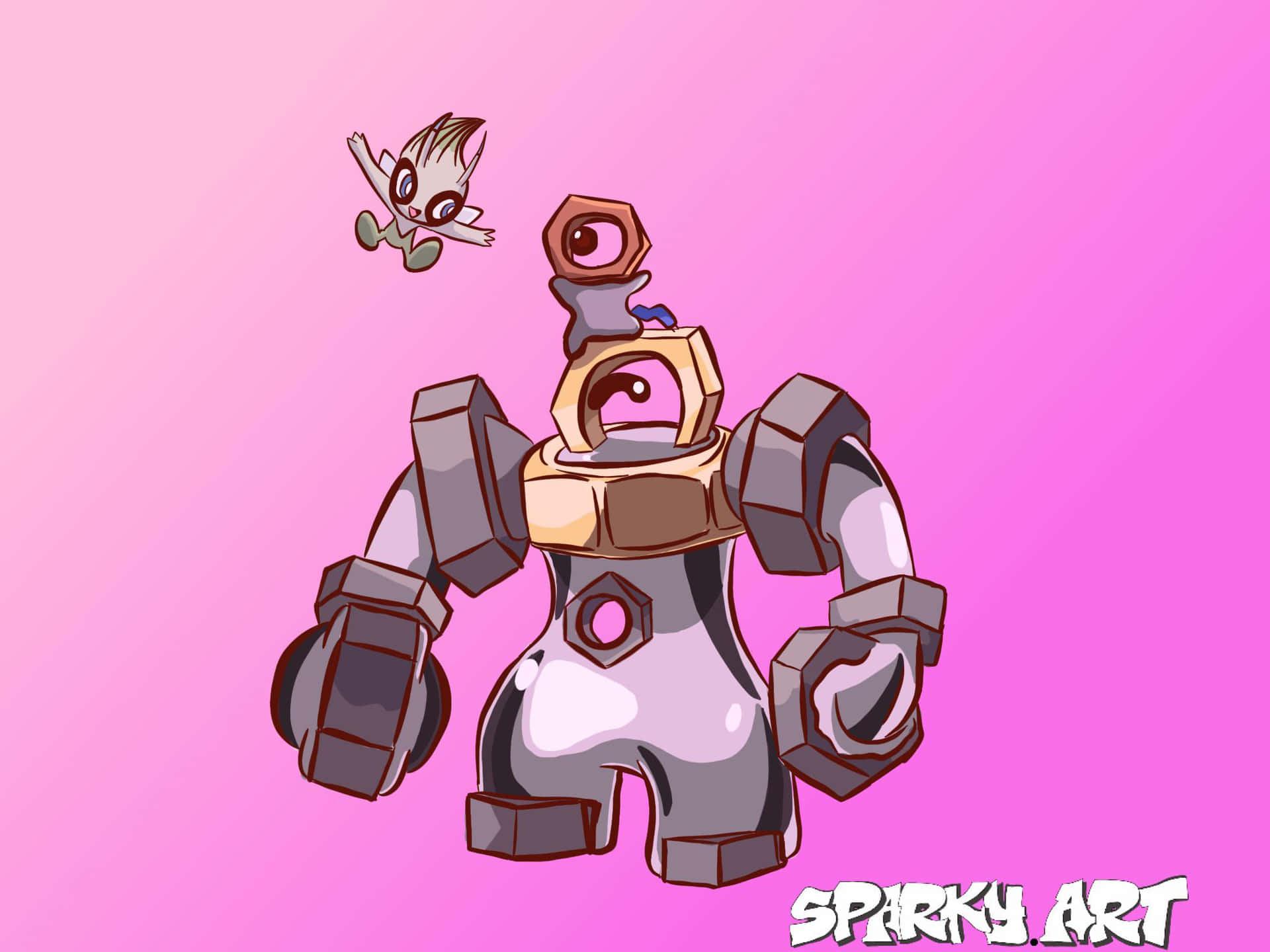 Melmetal With Celebi Art Background