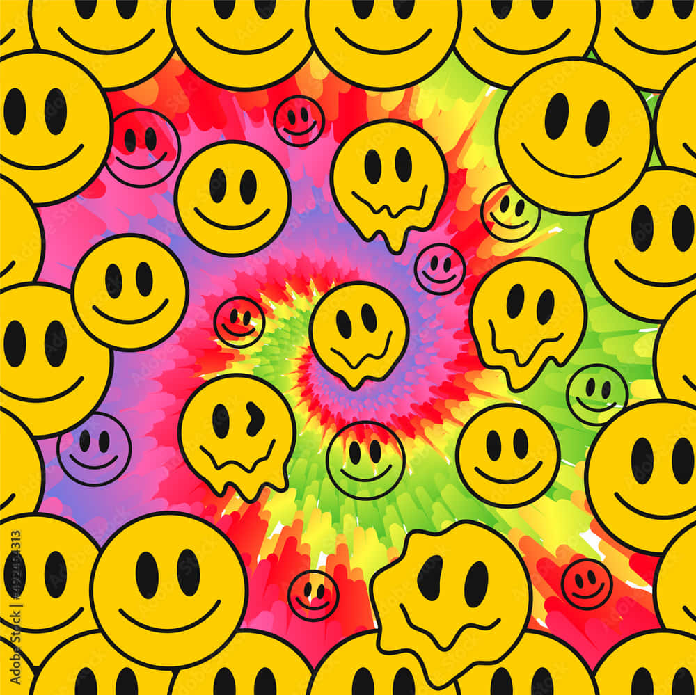 Melting Hippie Smile Emoji Art