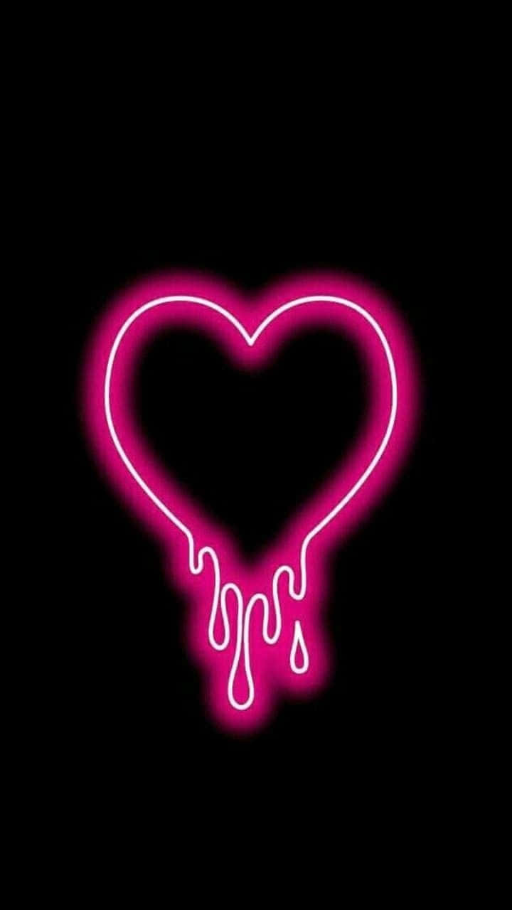 Melting Pink Neon Heart Light Background