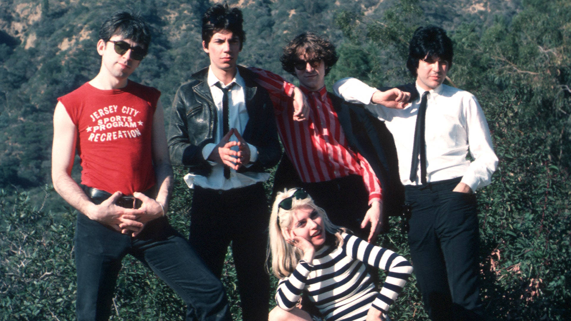 Members Of The Celebrated American Rock Band Blondie Posing During A Group Film Photo Shoot