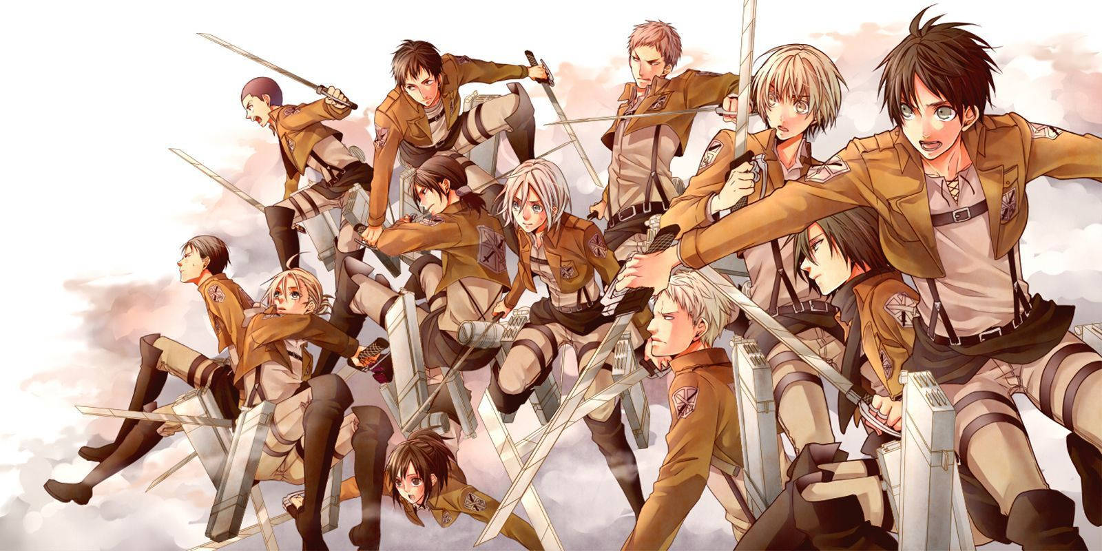 Members Of The Survey Corps Defended The Walls Of Their Kingdom From The Titans. Background