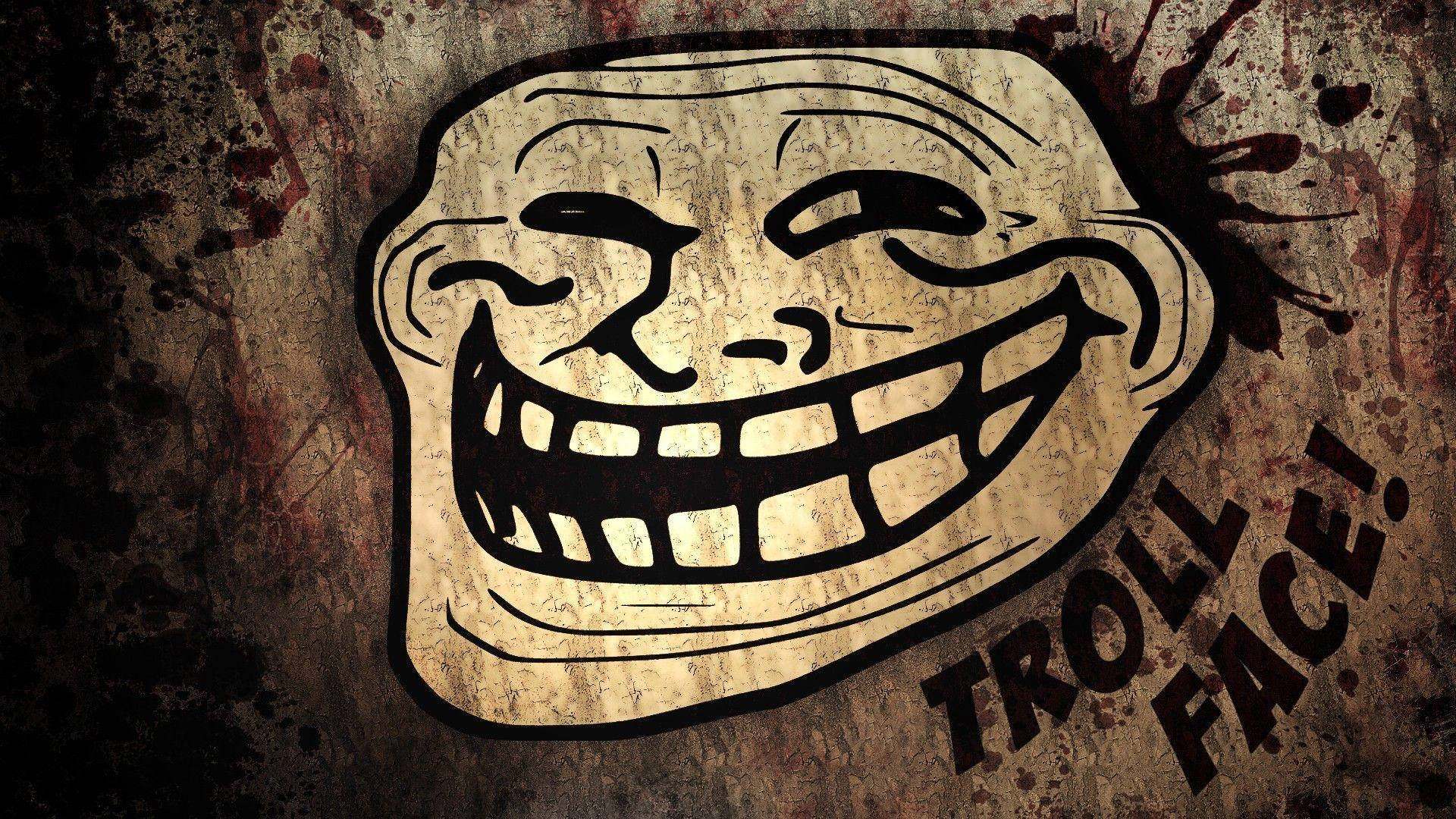 Meme Face In Grunge Brown Background