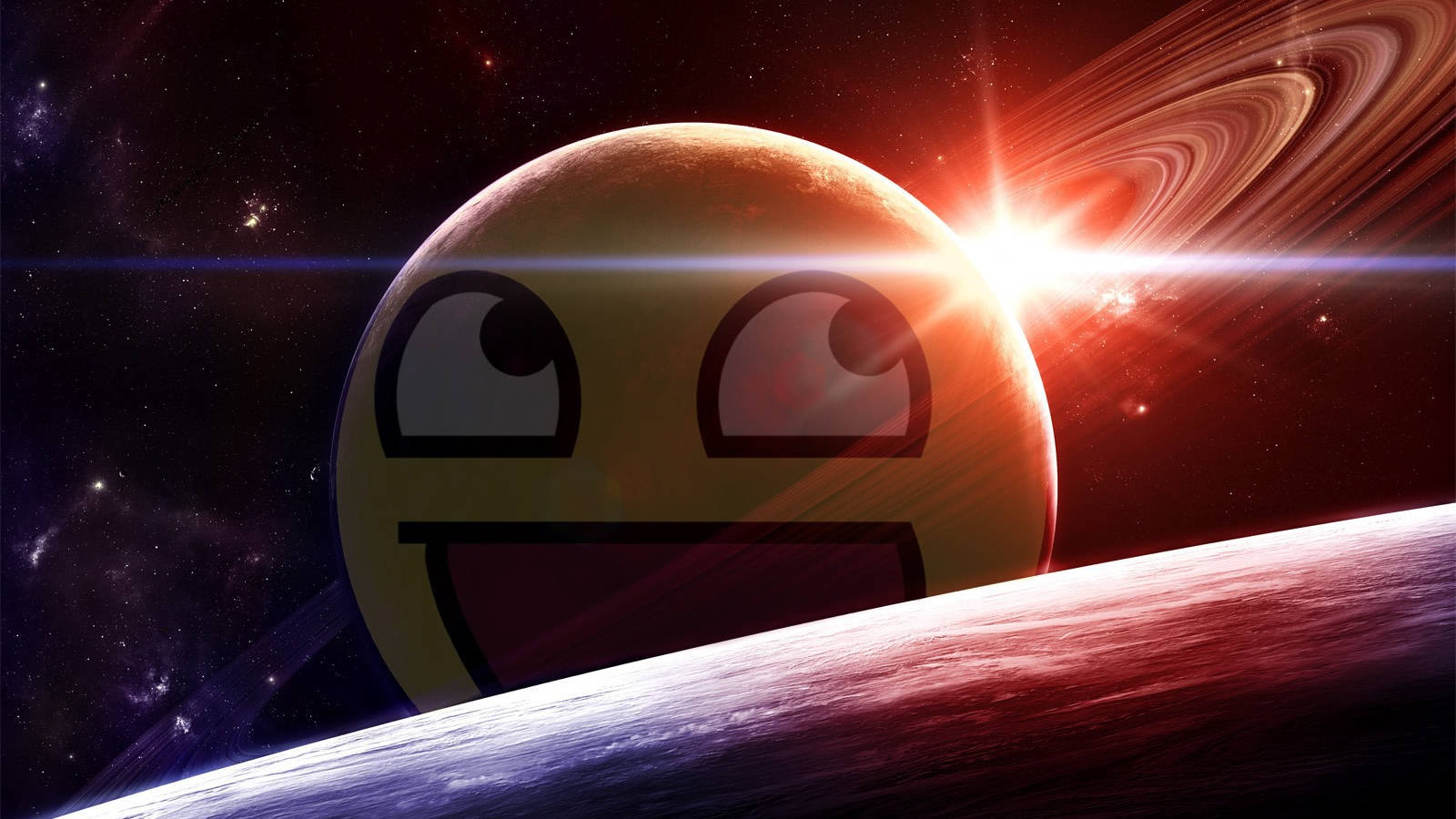 Meme Face Planet Emoji Background