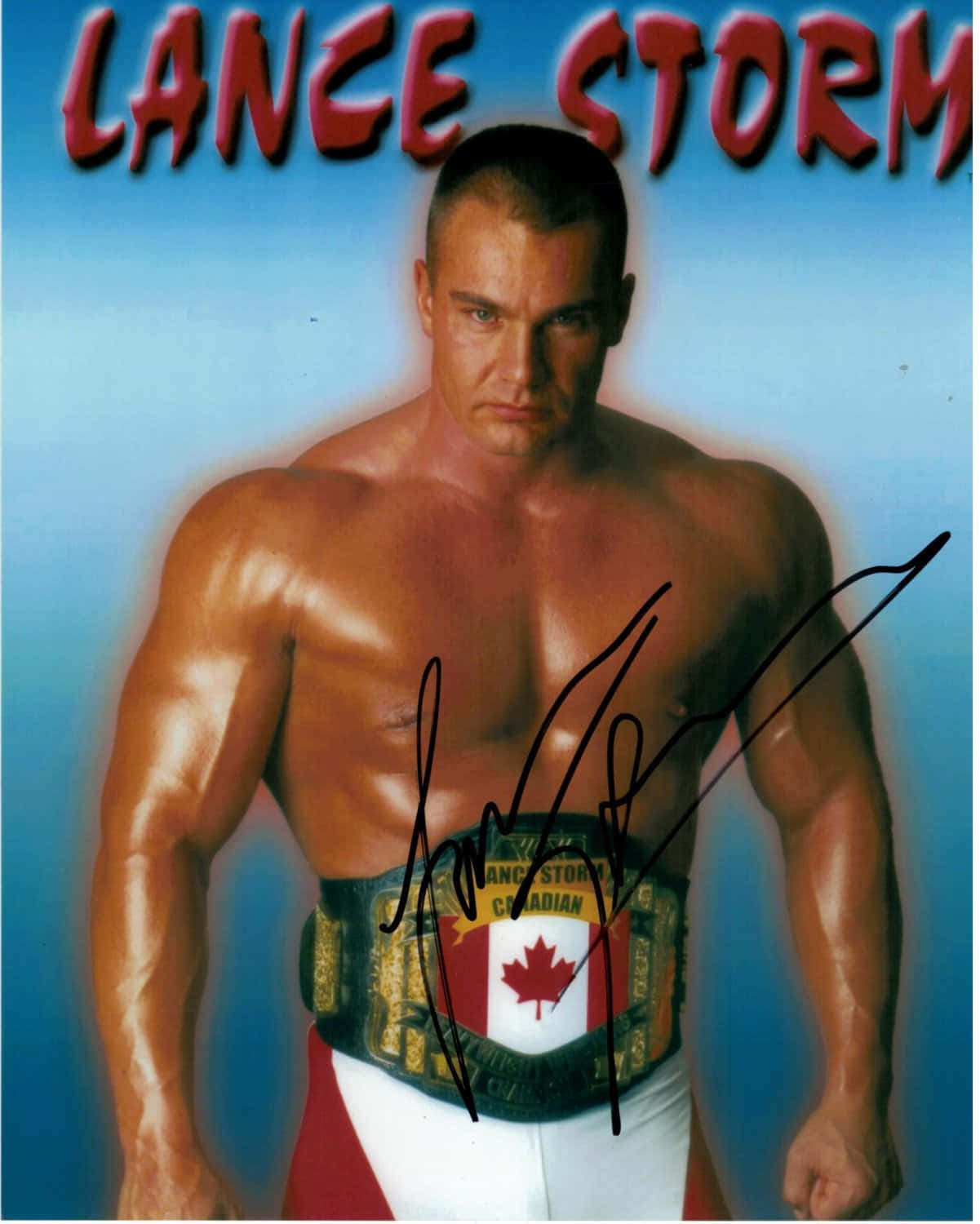 Memorable Autographed Canadian Professional Wrestler Lance Storm Background