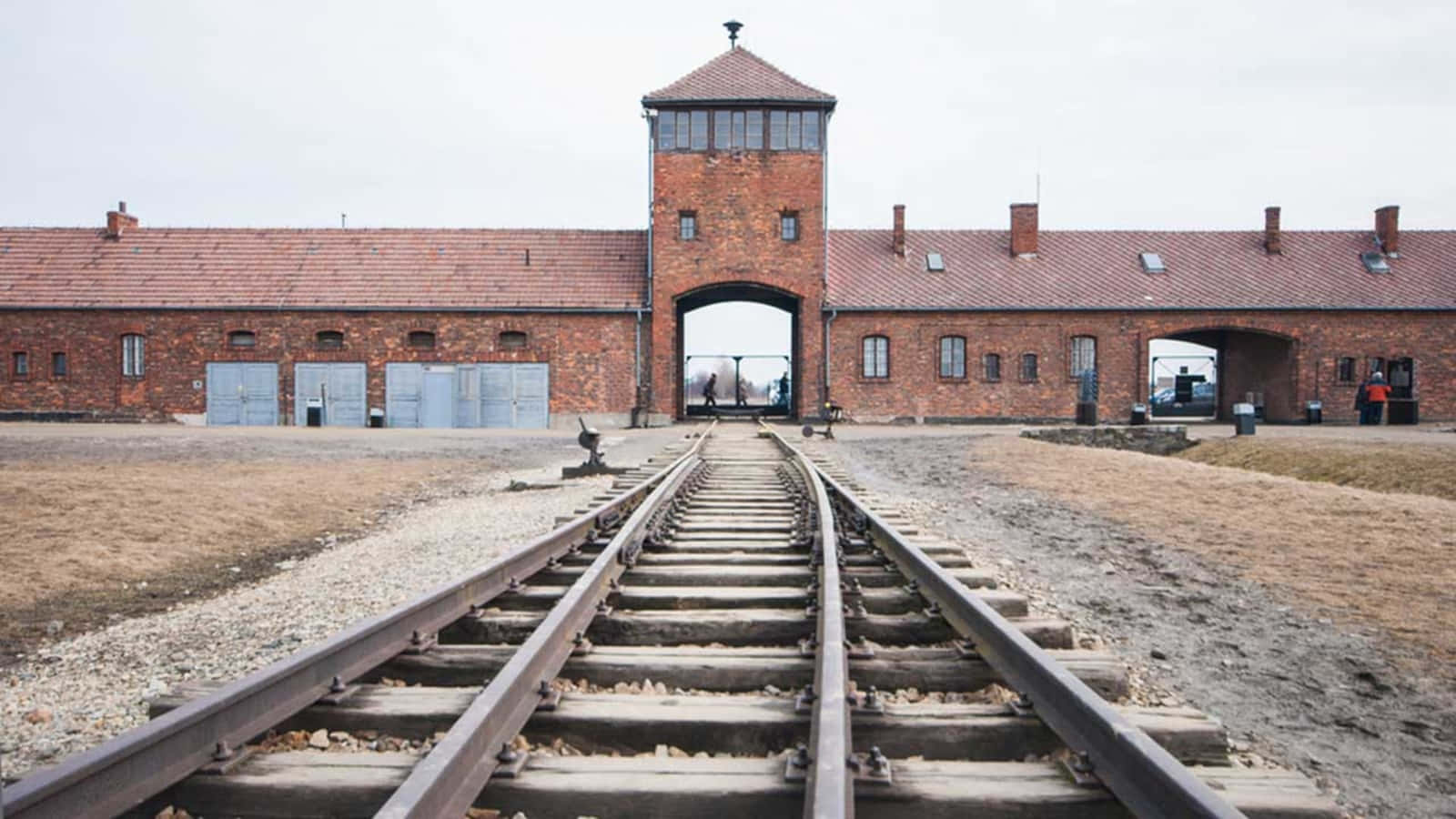 Memorial And Museum Auschwitz Birkenau Railway Track Background