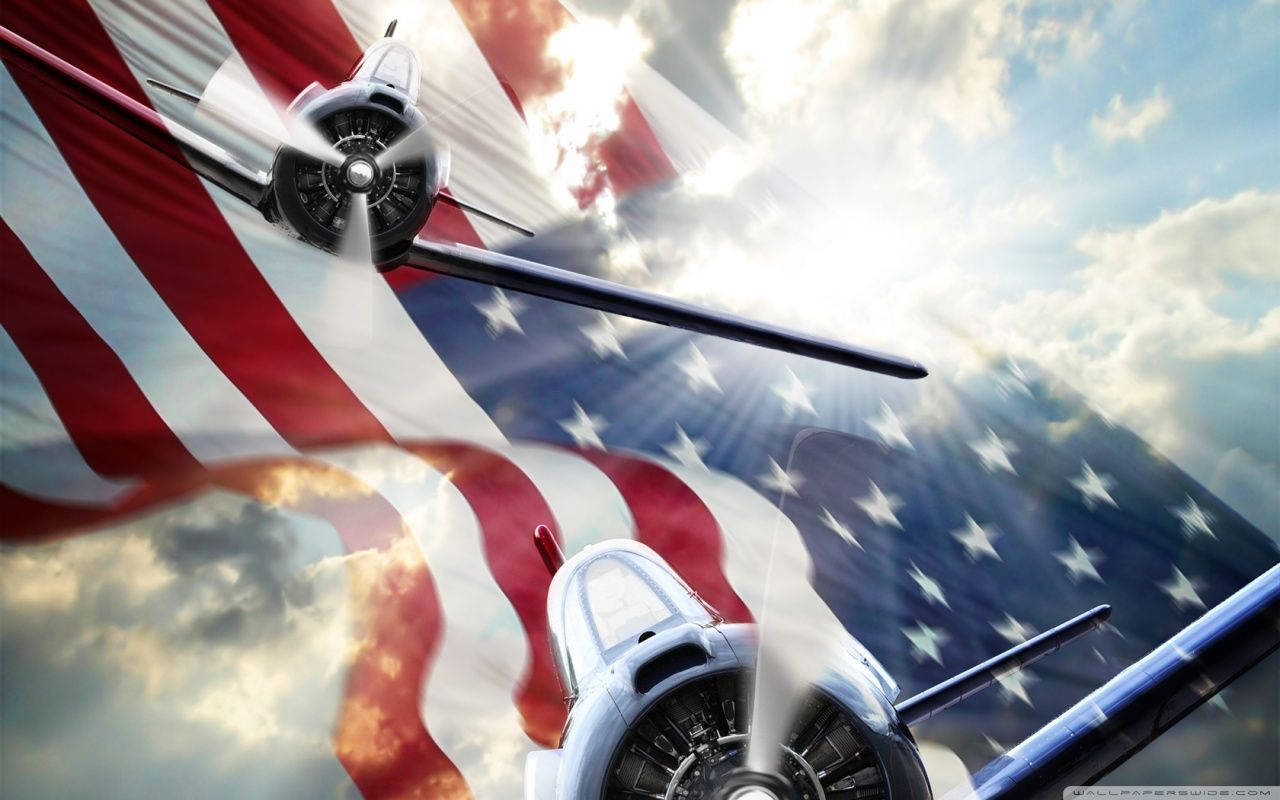 Memorial Day Flag And Planes Background