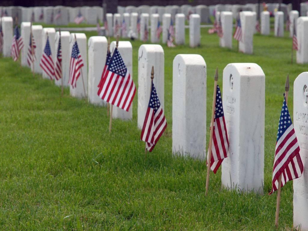 Memorial Day Flags On Tombs Background