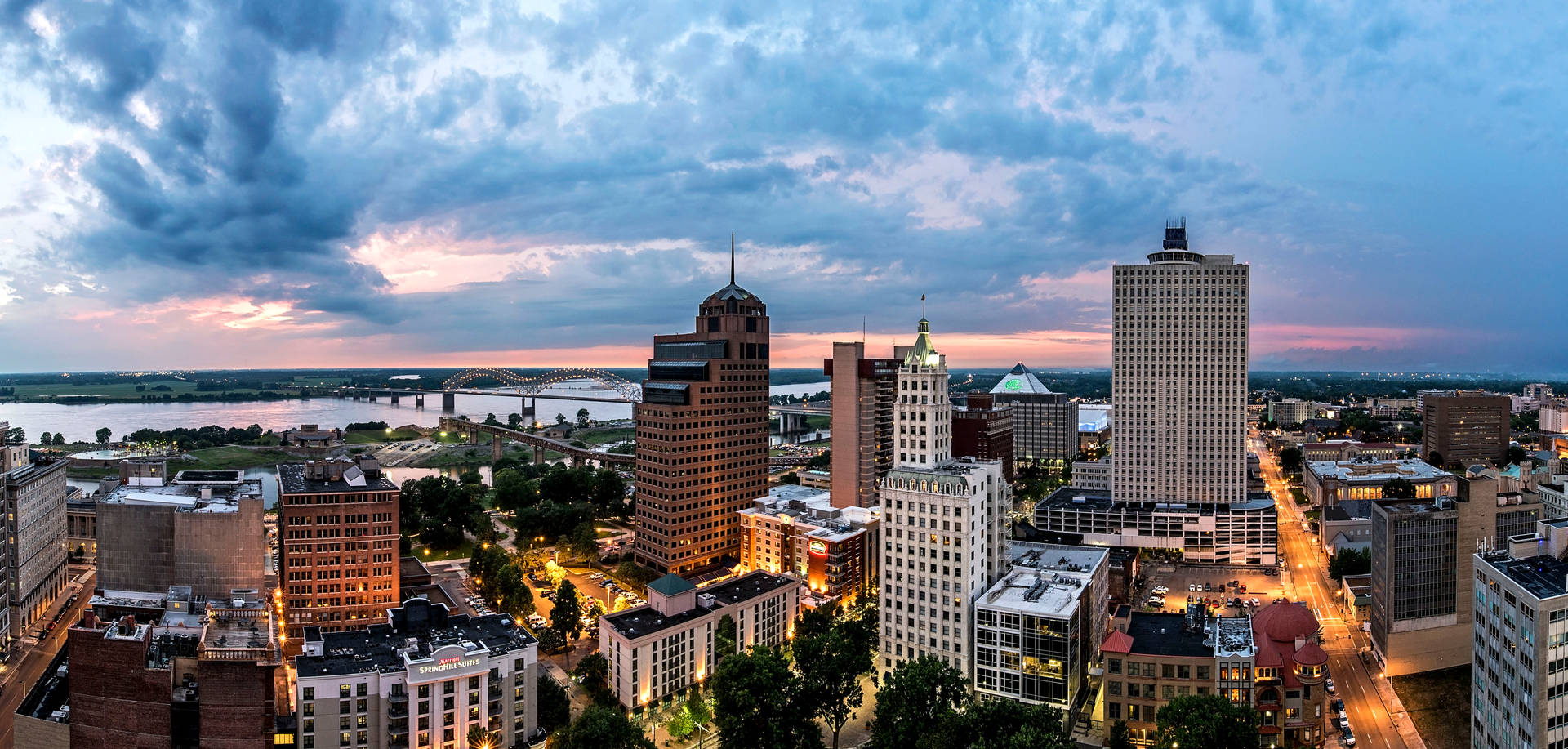 Memphis Skyline At Golden Hour Background