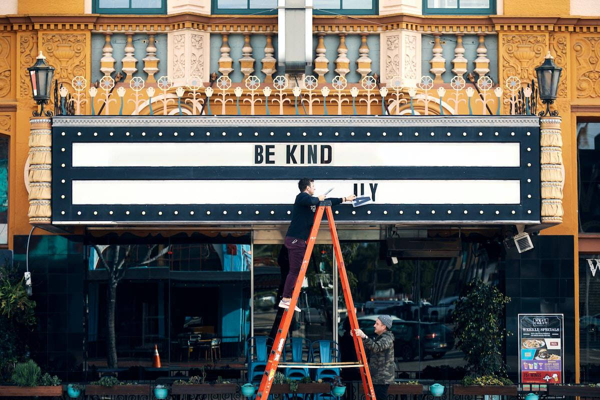 Men Decorating San Diego Marquee Background