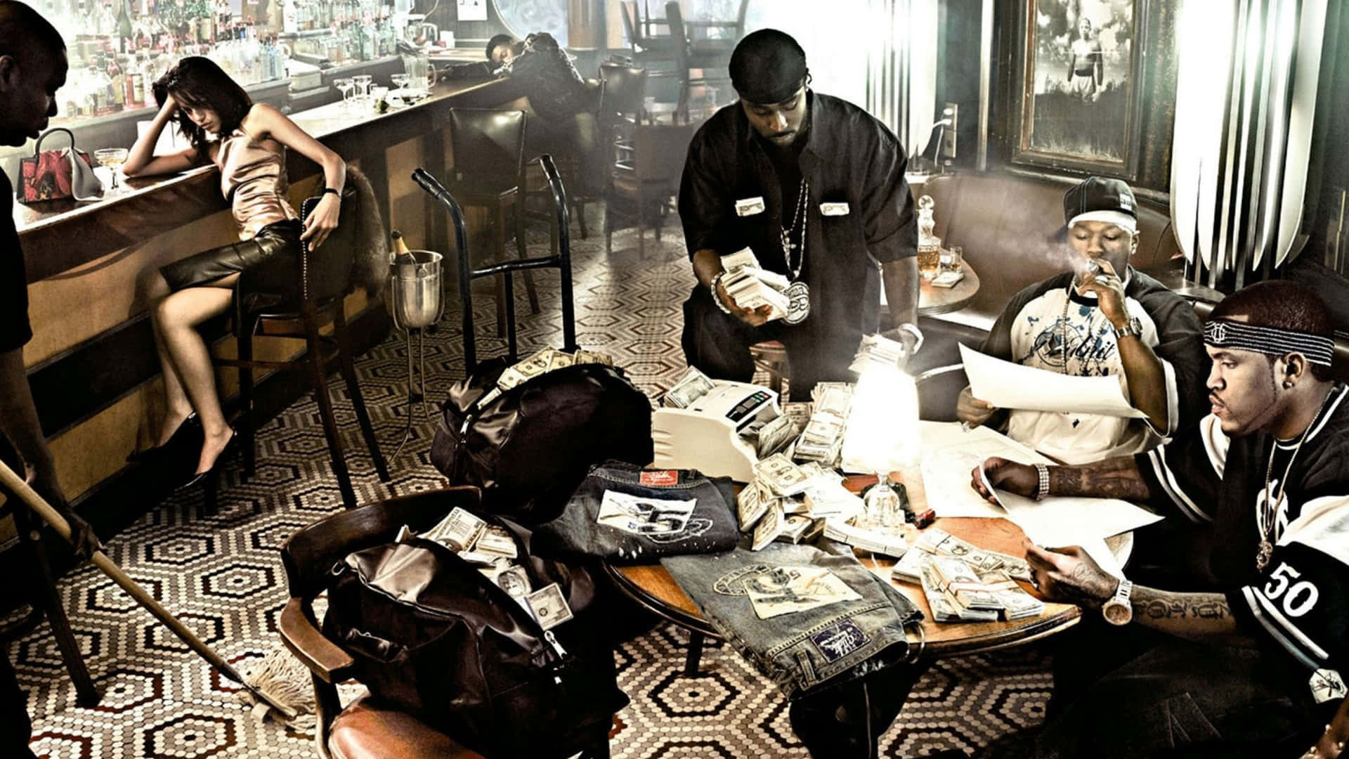 Men In Black Gangster Outfits Background