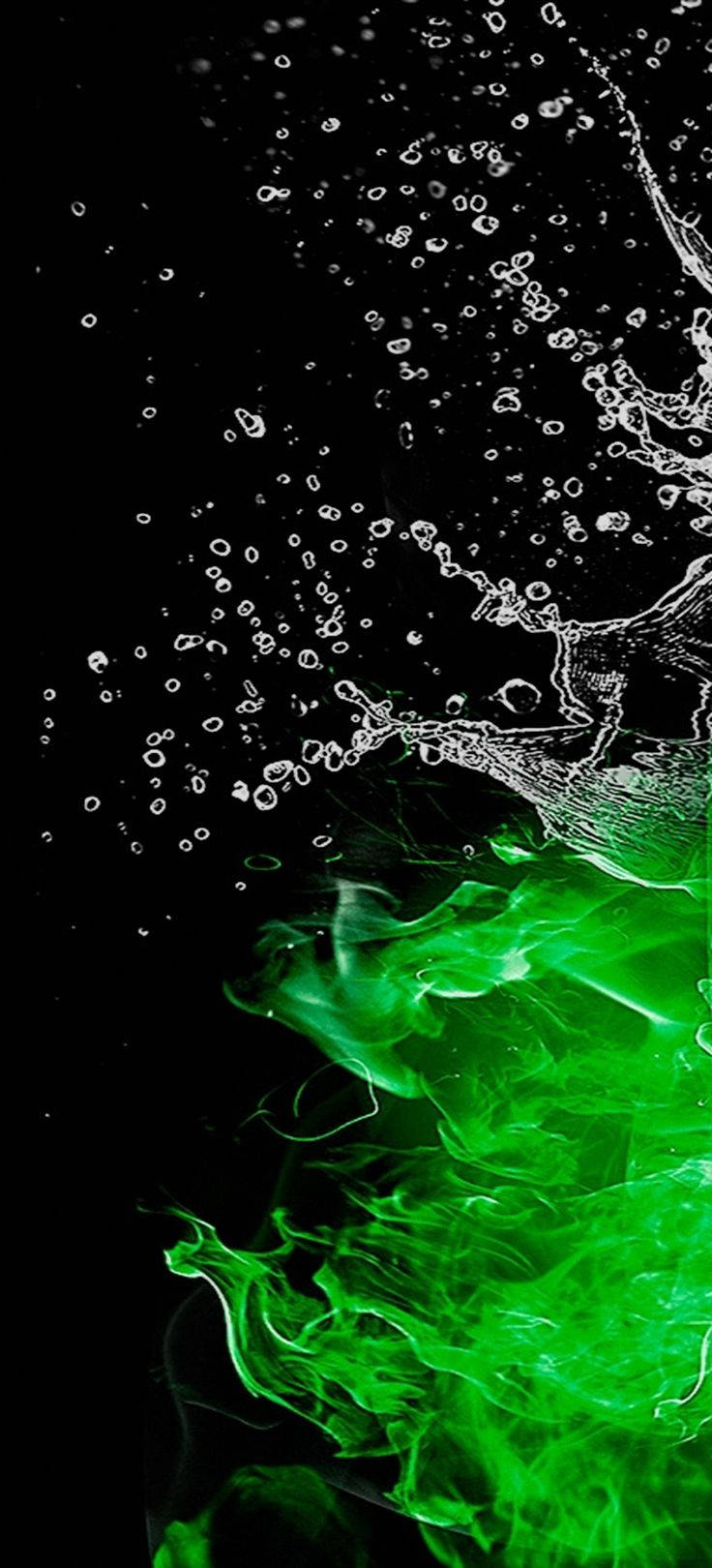 Men Phone Liquid Green Fire Background