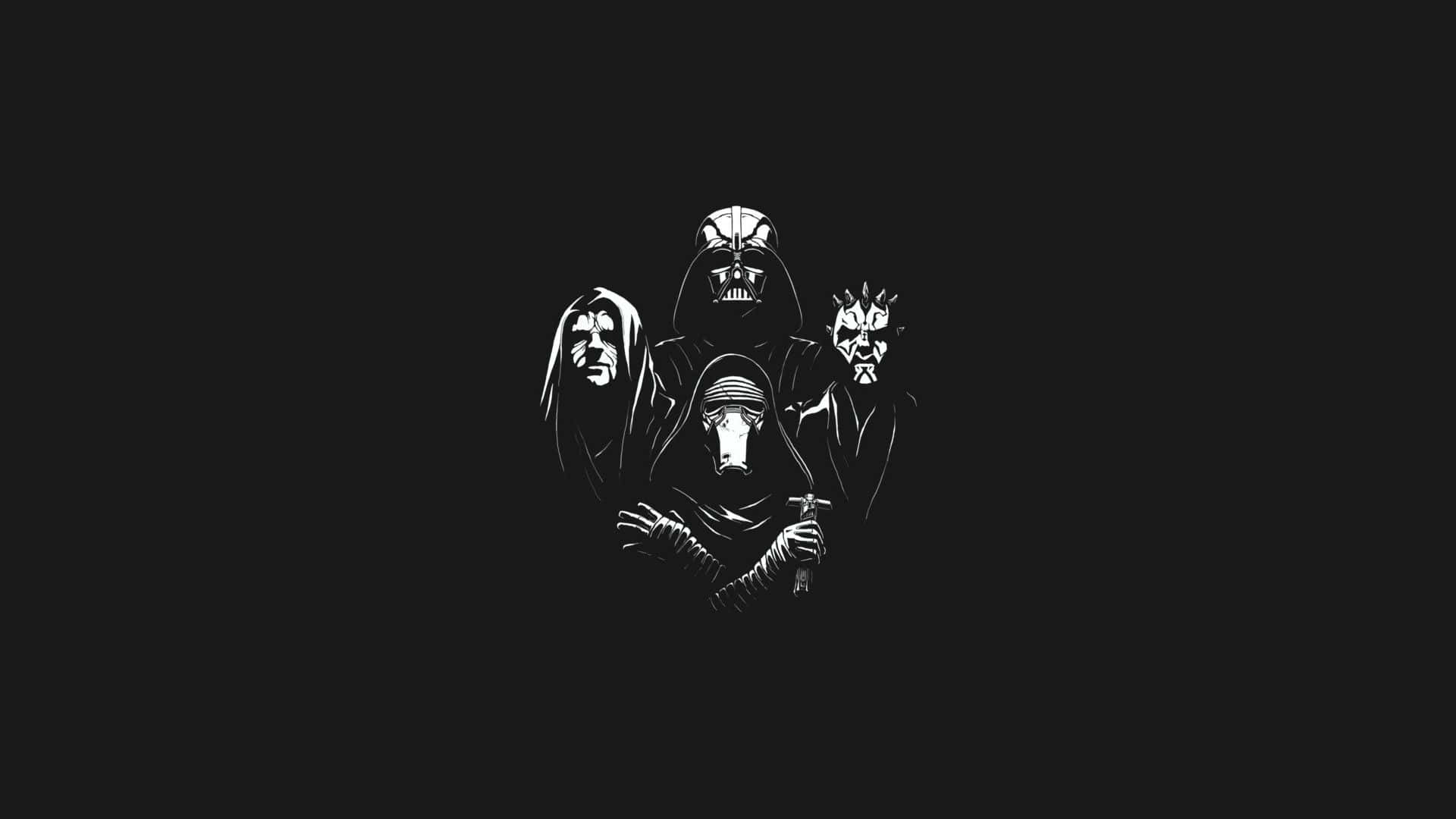 Men With Masks Standing Lateral To Each Other Background