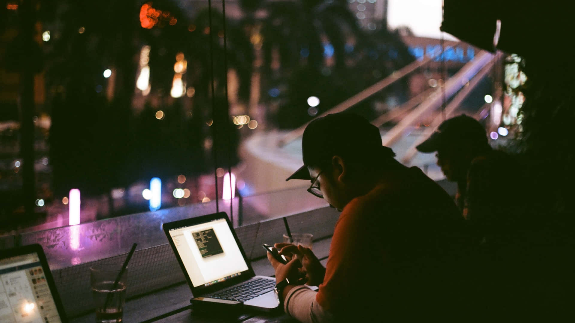 Men Working In Store Background