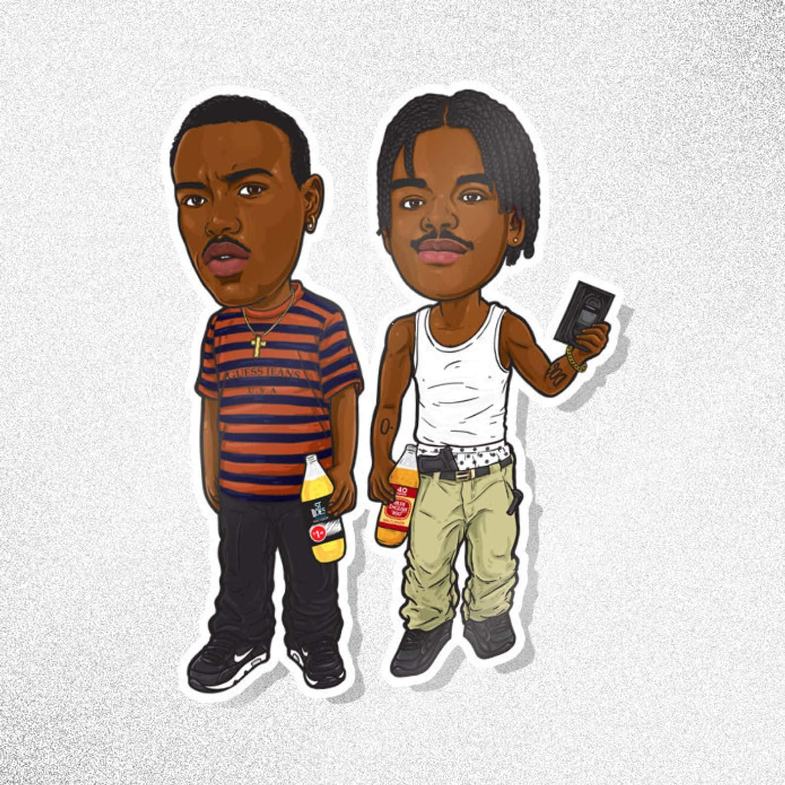Menace Ii Society Caine And O-dog Caricature Background