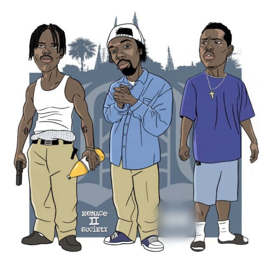 Menace Ii Society Caricature Art Background