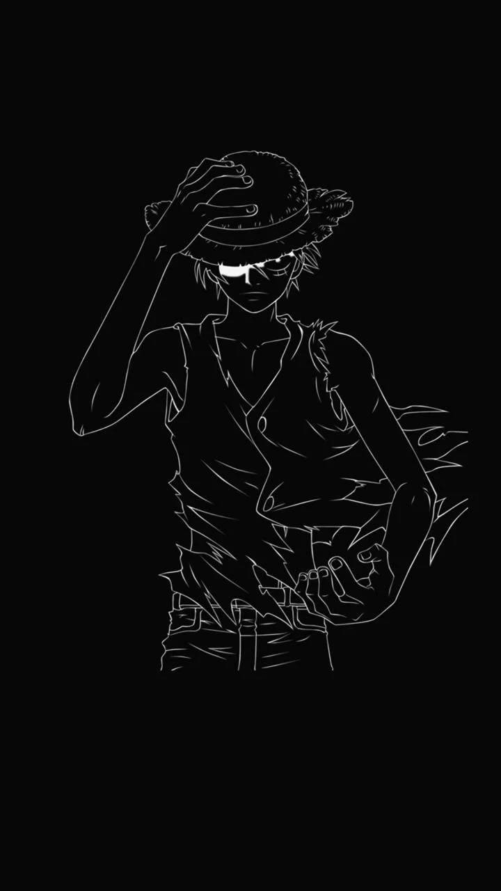 Menacing Luffy Black And White Background