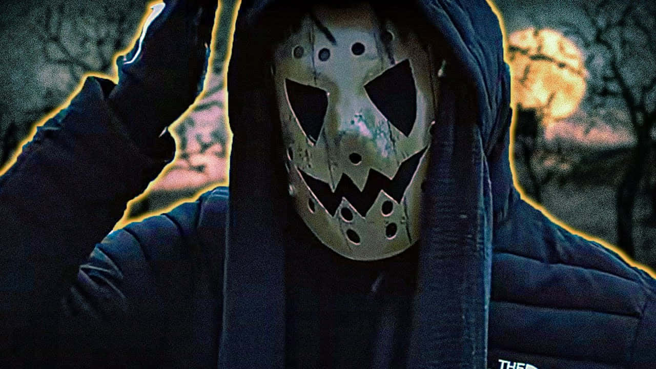 Menacing Person In Mask Background