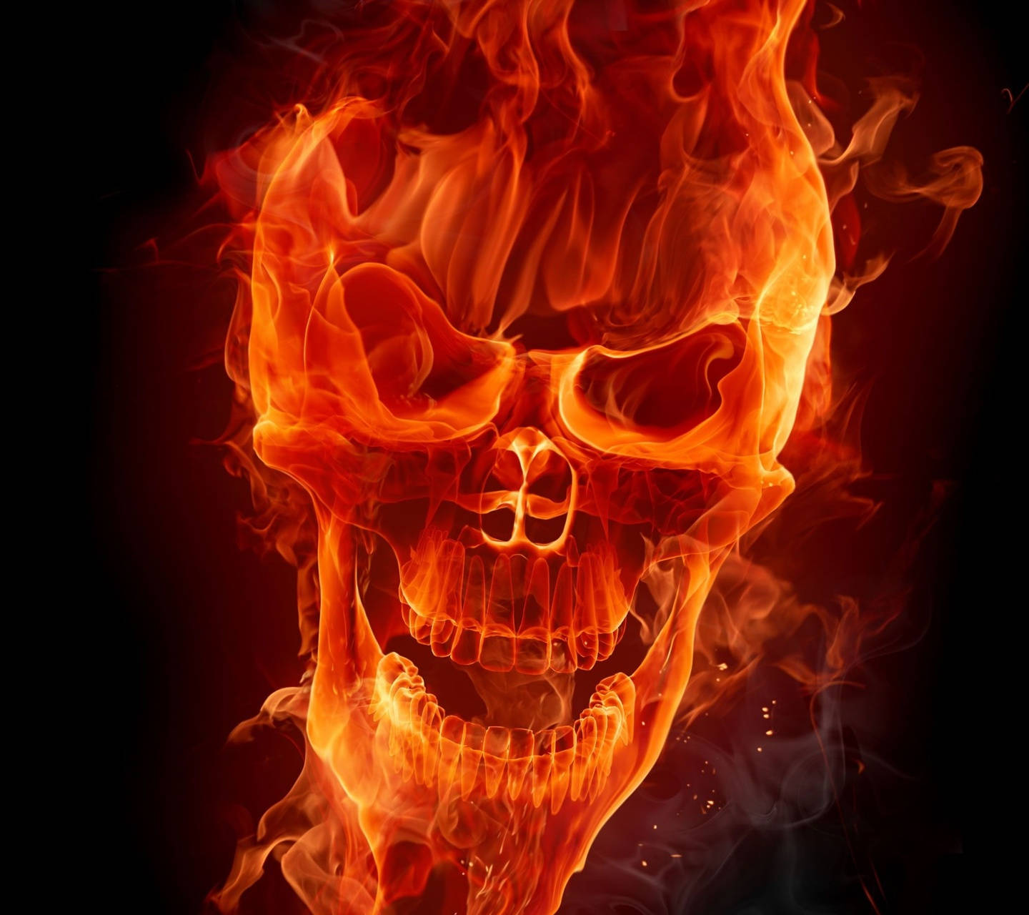 Menacing Red Fire Skull