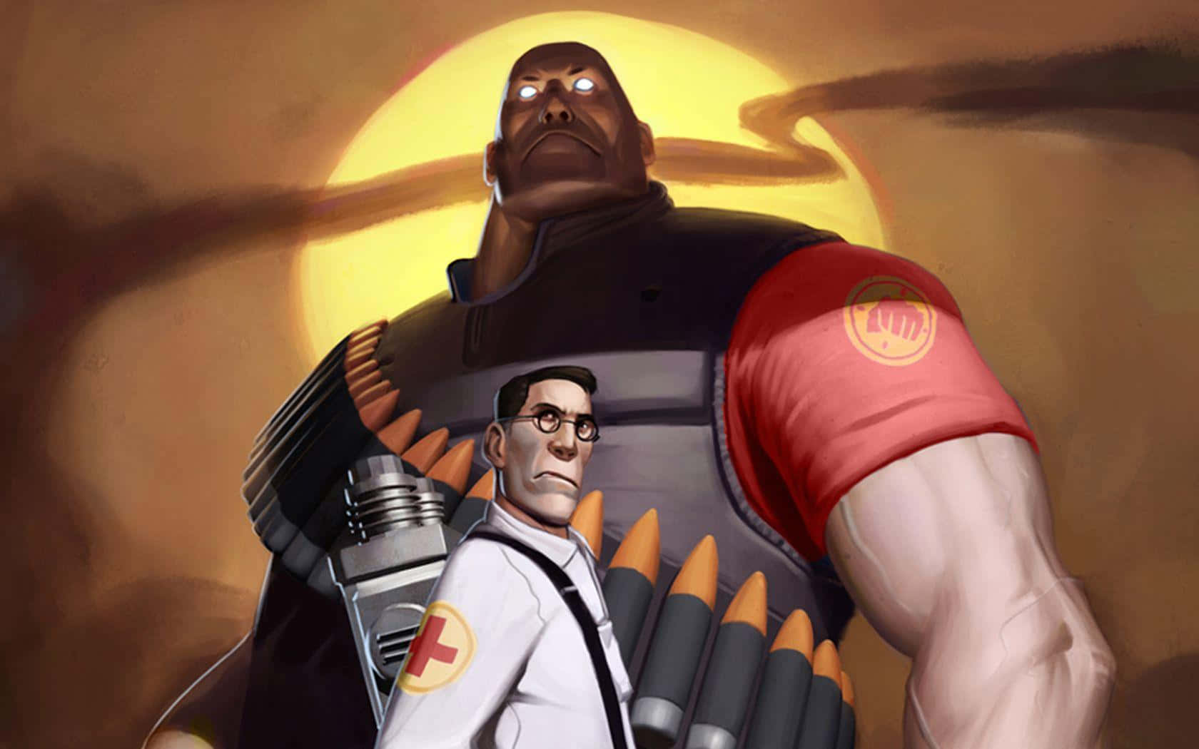 Menacing Tf2 Medic Video Game Villain Background