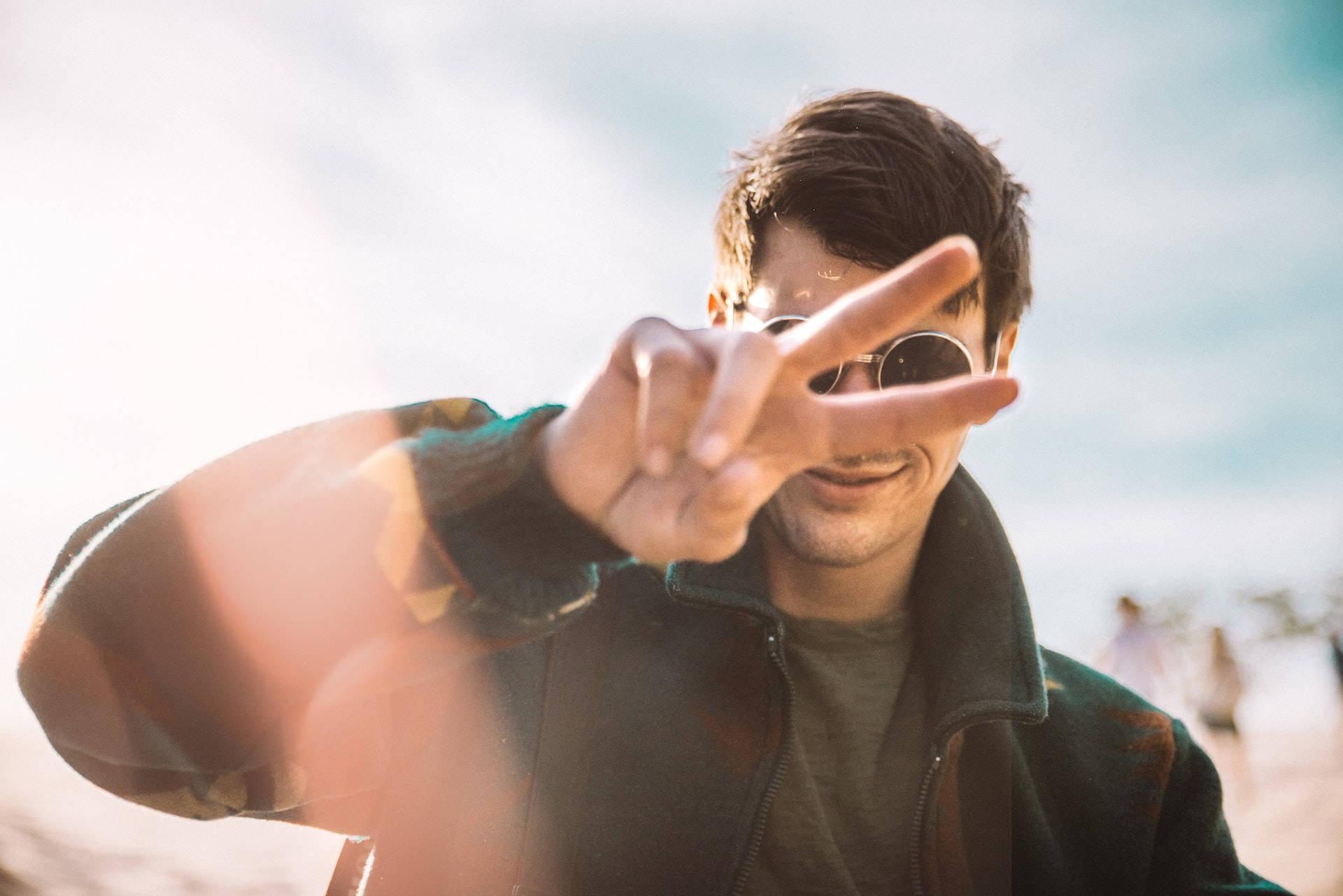 Mens Haircut And Peace Sign Background