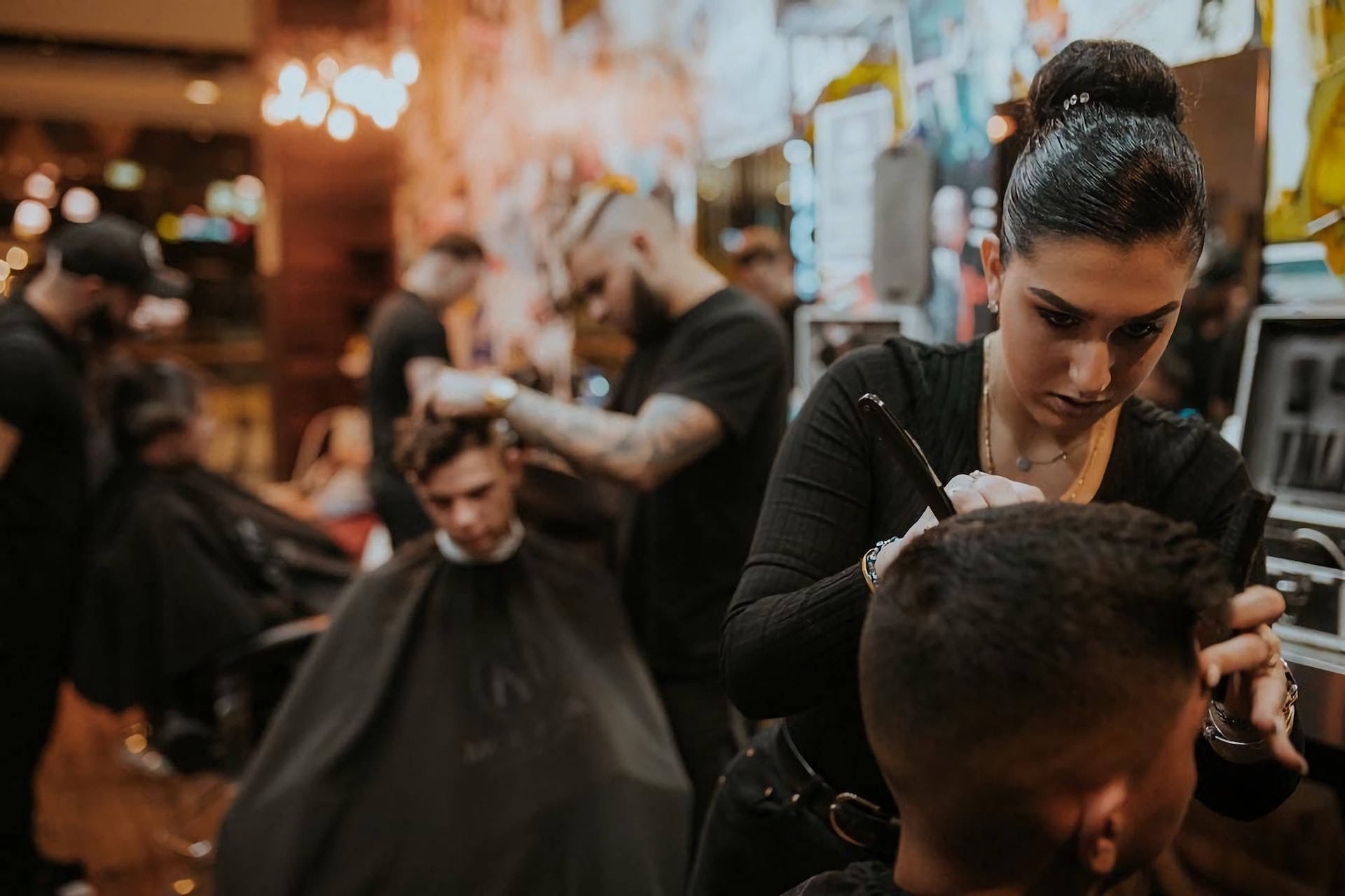 Mens Haircut Made By Barbers Background