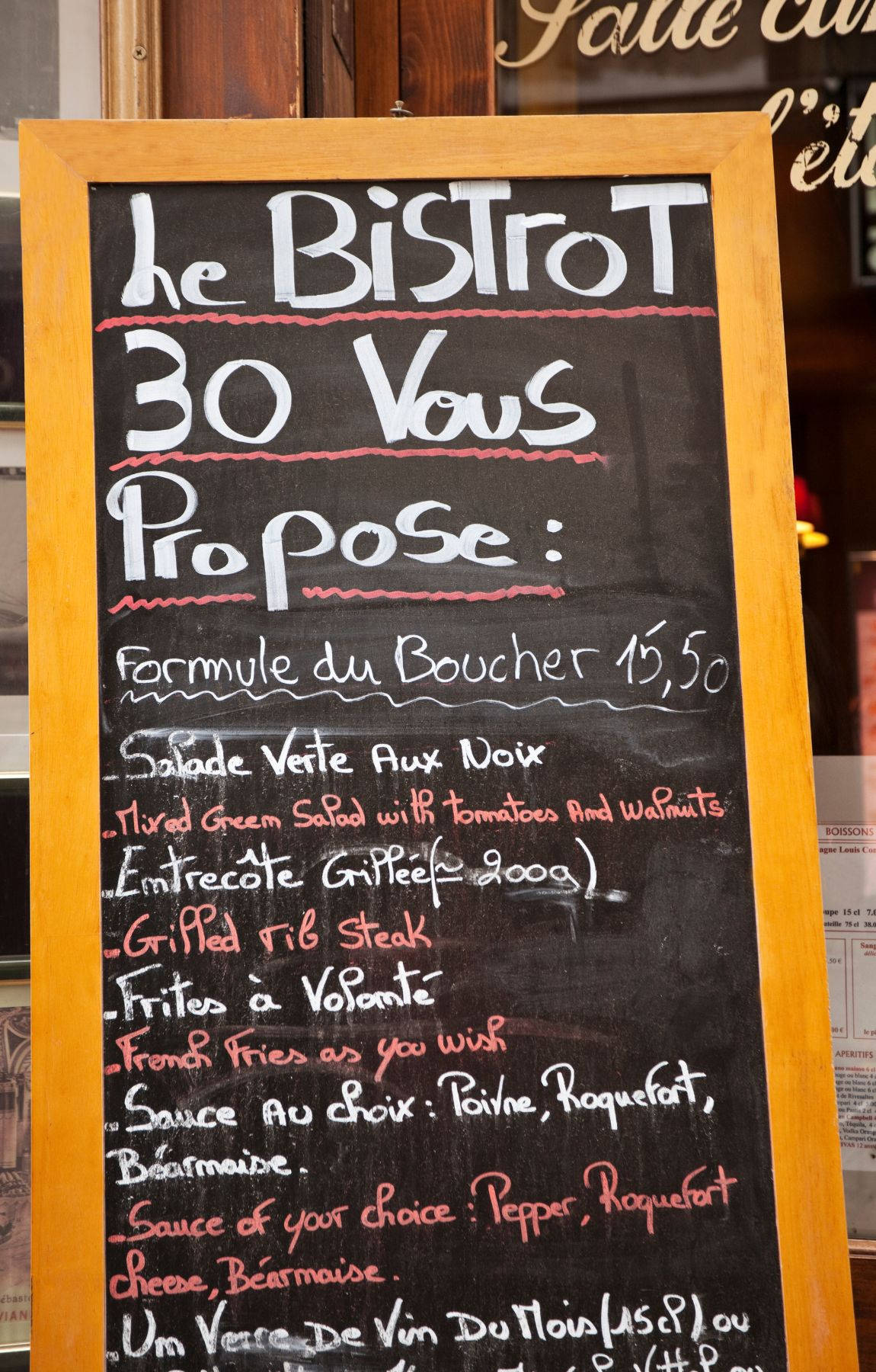 Menu Board French Food Photography