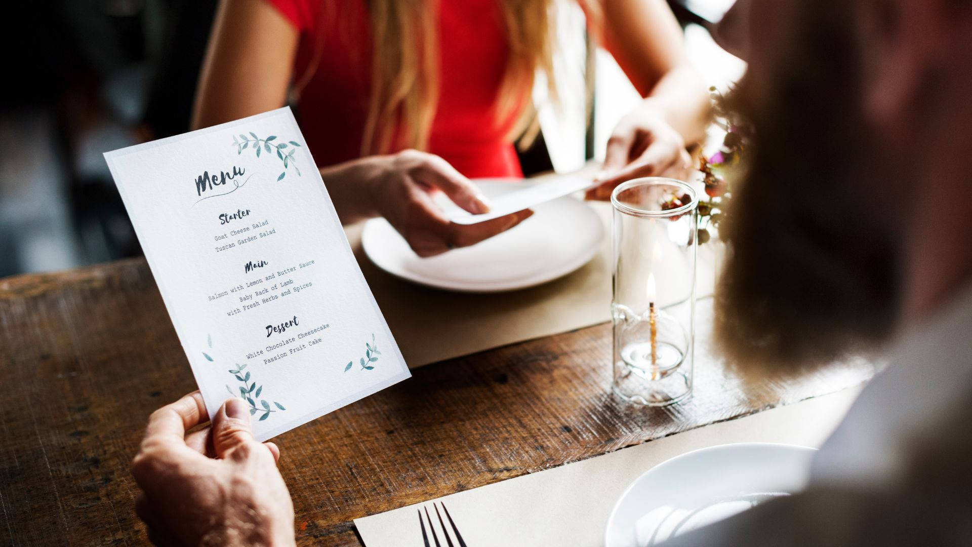 Menu Card Man Ordering Photography Background