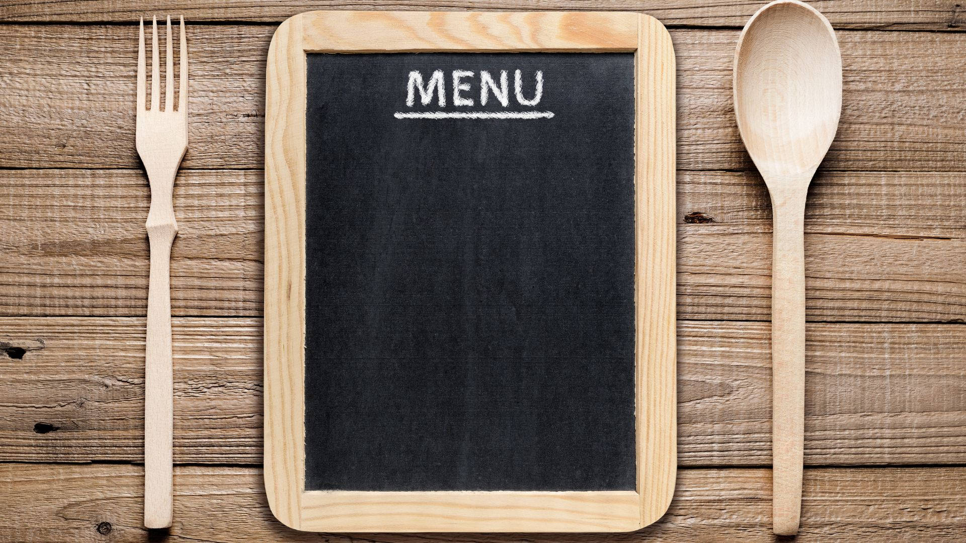 Menu Empty Food Board Spoon Fork Photography Background