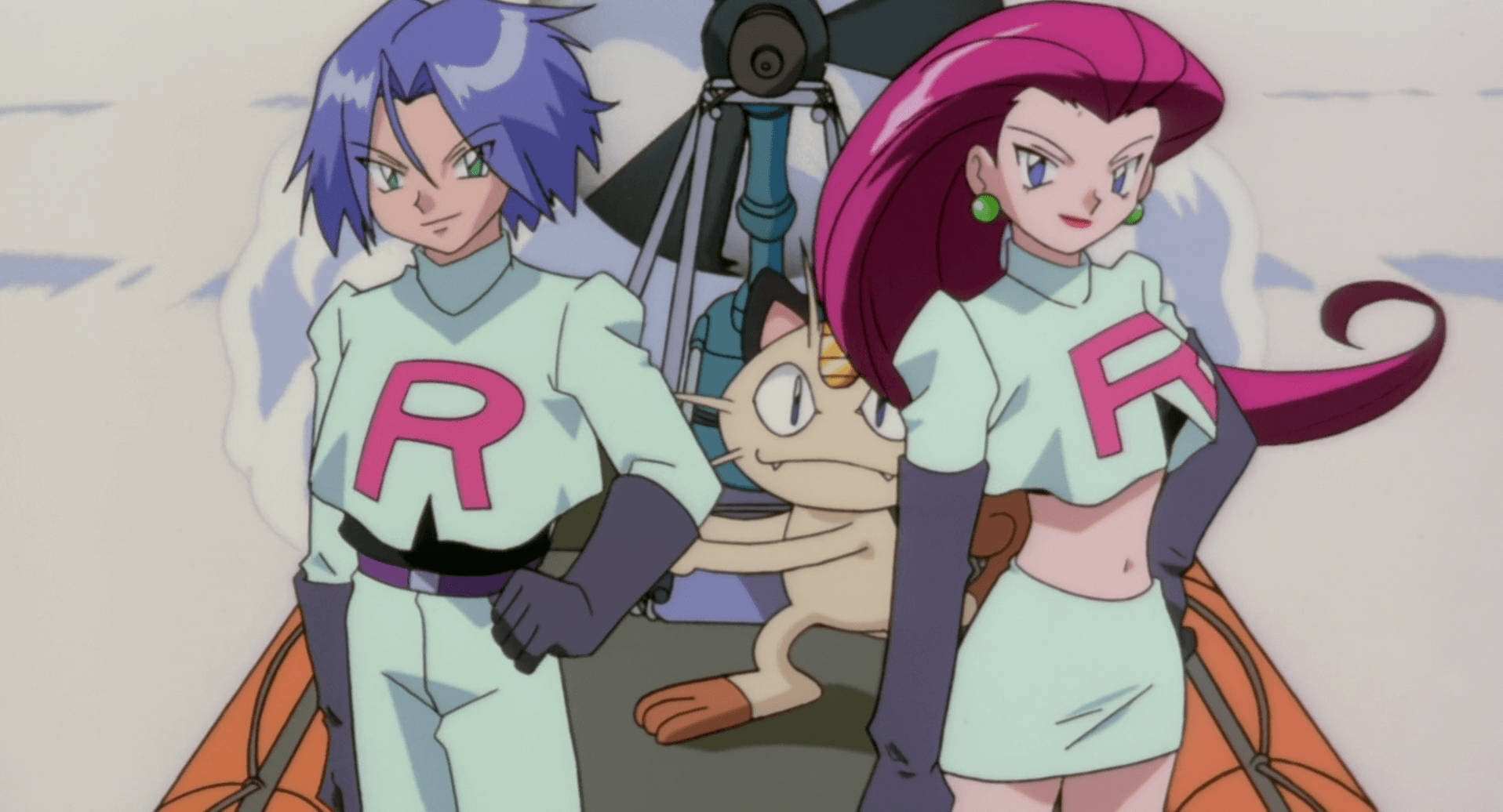 Meowth And Team Rocket On A Boat Background