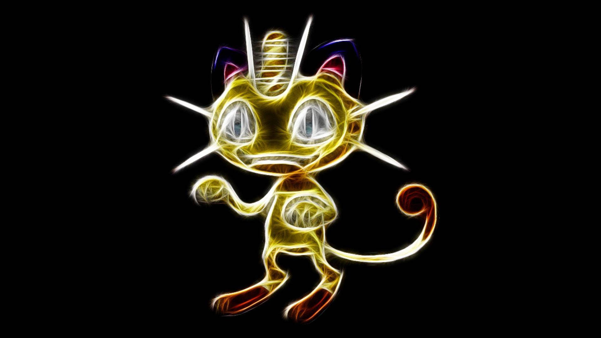 Meowth Drawn With Lights Background