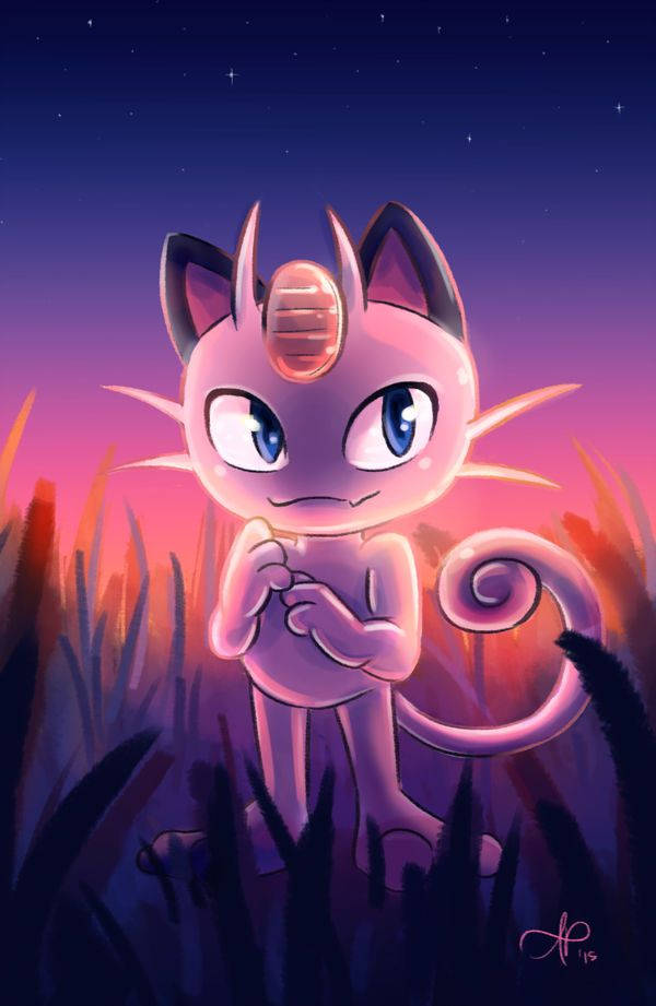 Meowth Standing In The Grass Background