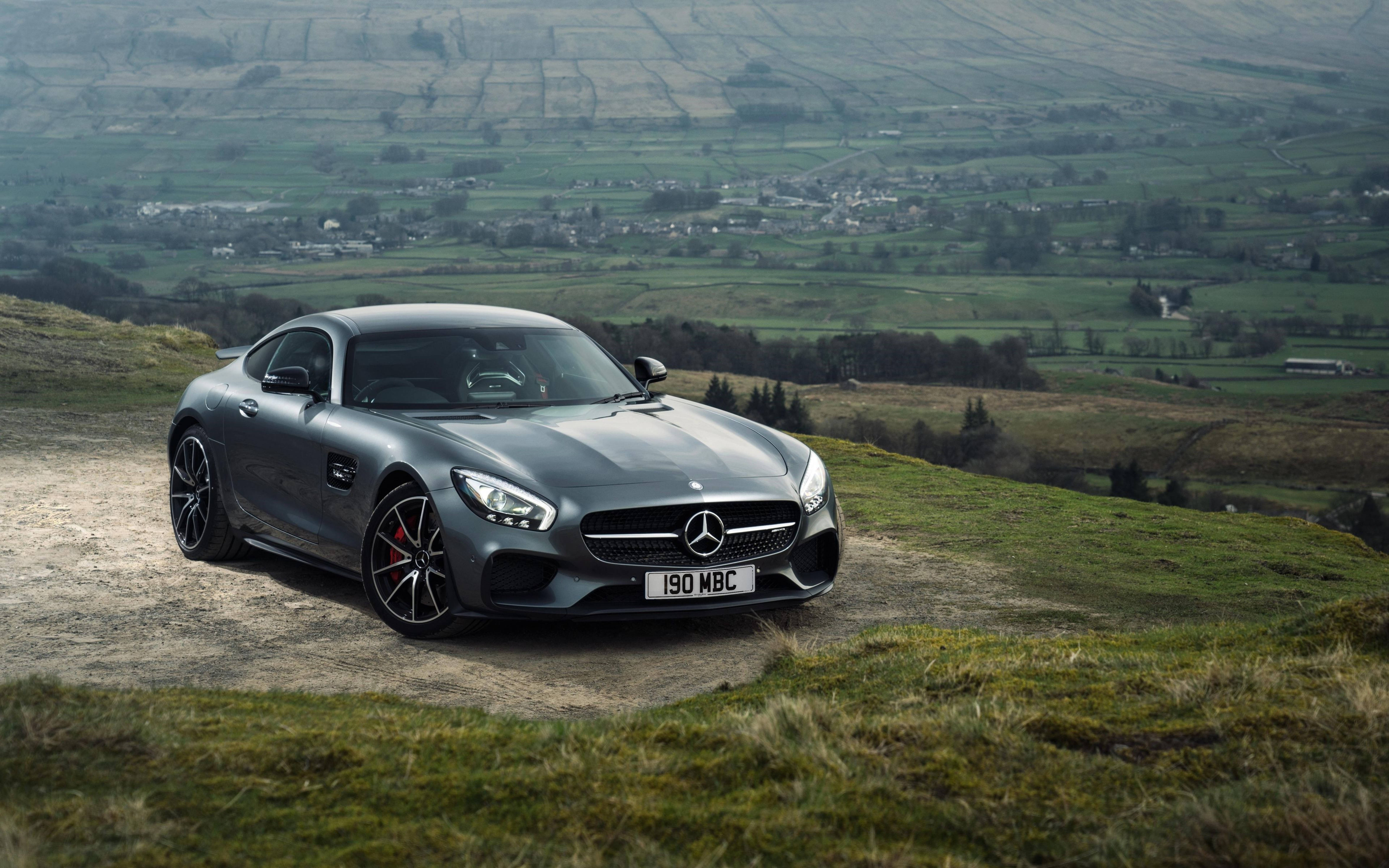 Mercedes Amg 4k Car On Grass Hill Background