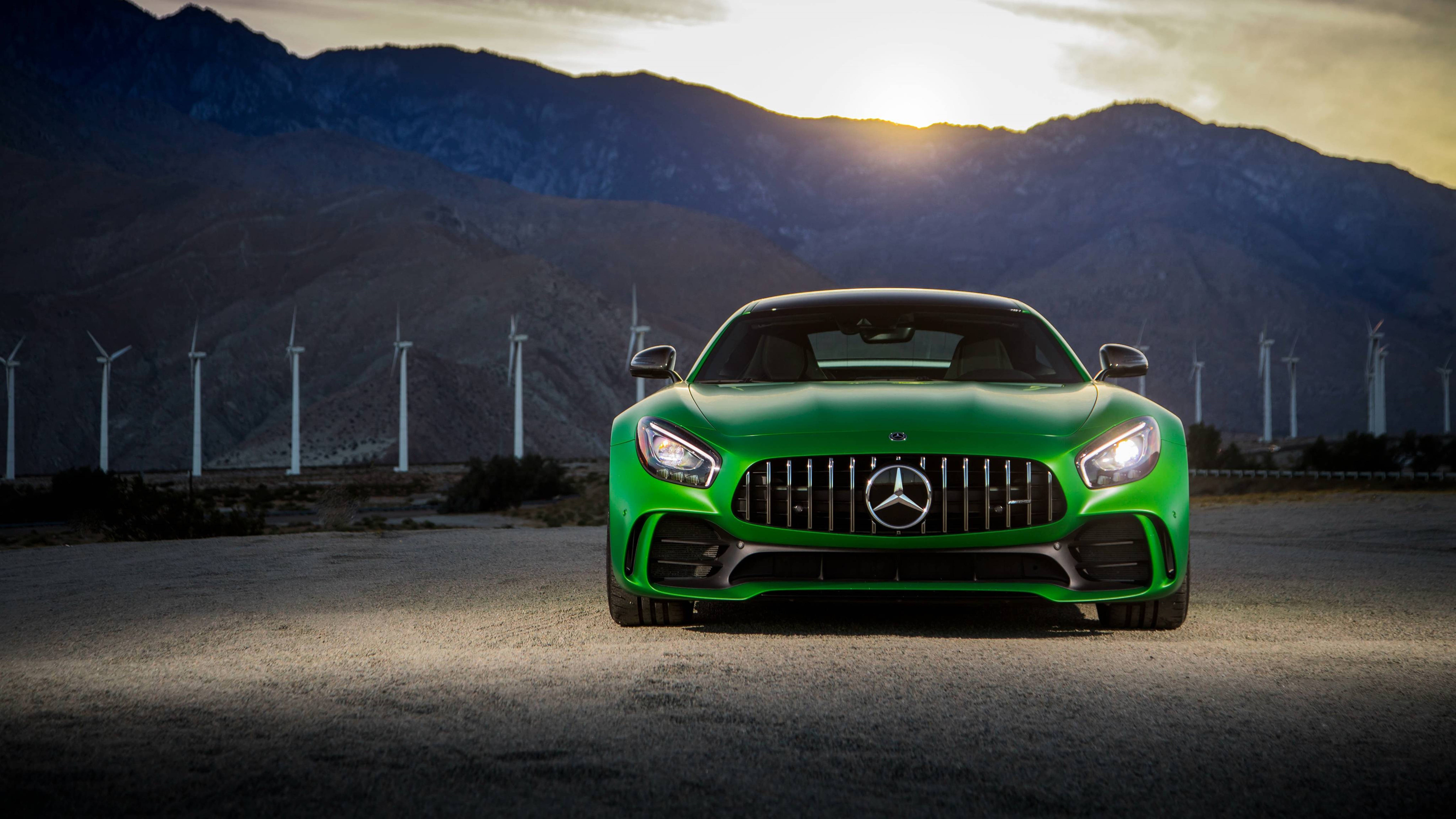 Mercedes Amg 4k Green Car With Mountain Background