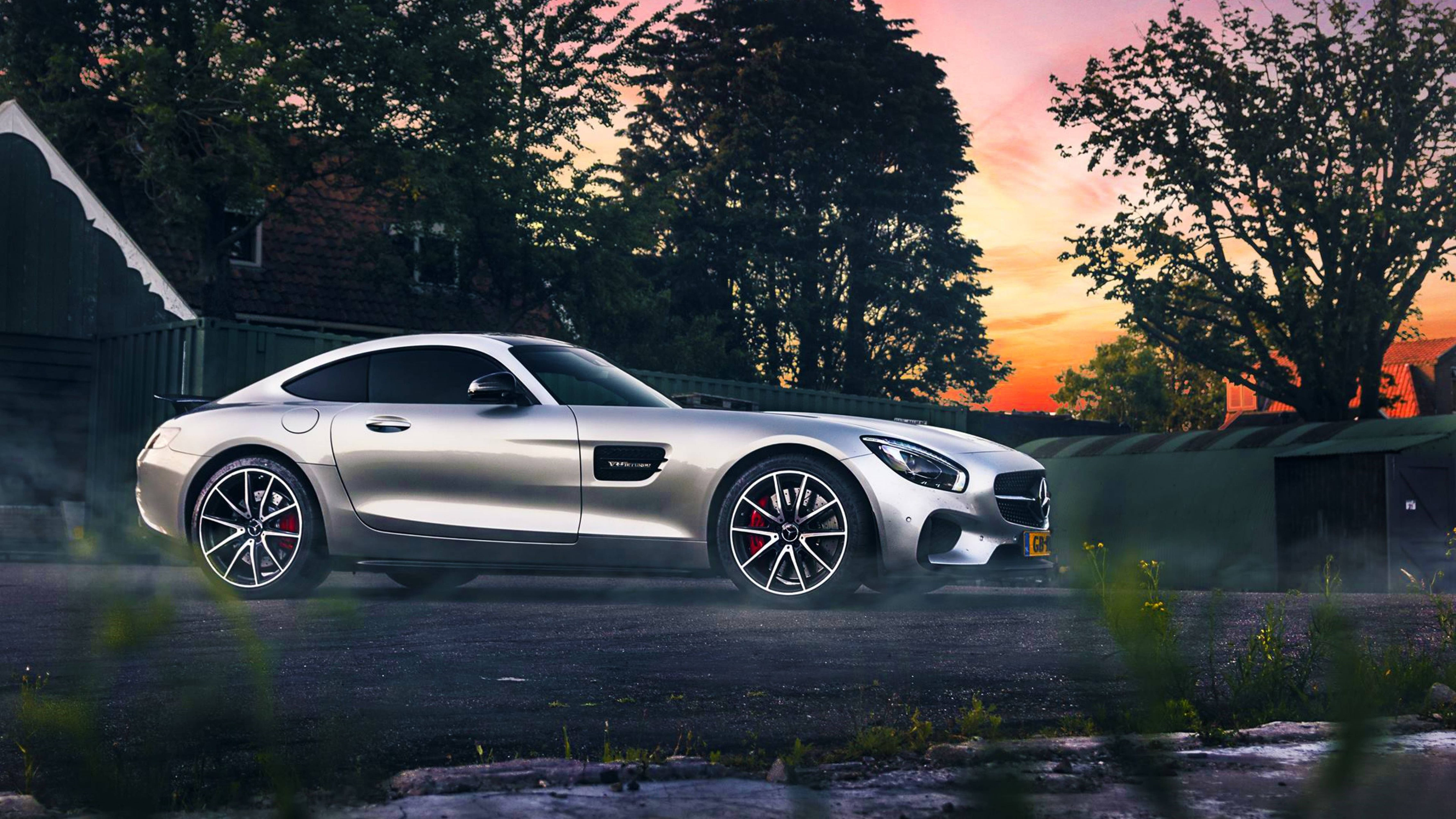 Mercedes Amg 4k Silver Aesthetic Car Sunset Background