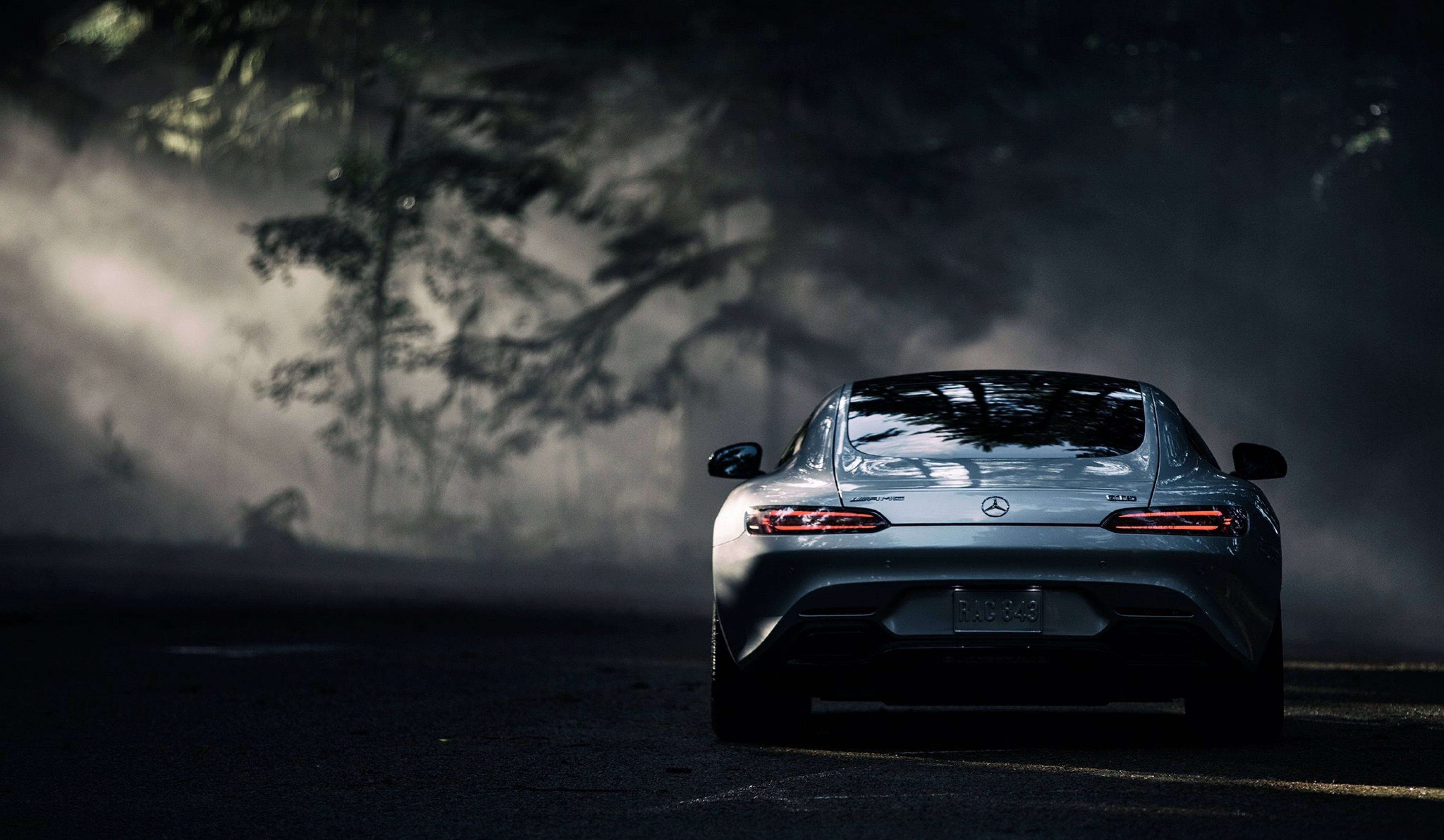 Mercedes Amg 4k With Spooky Aesthetic Trees Background