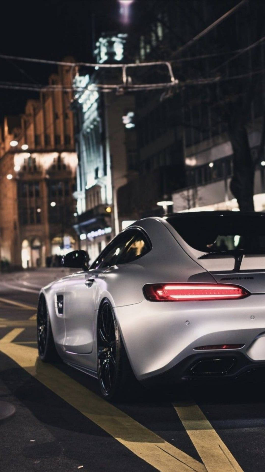 Mercedes Amg Gtr Against City Lights