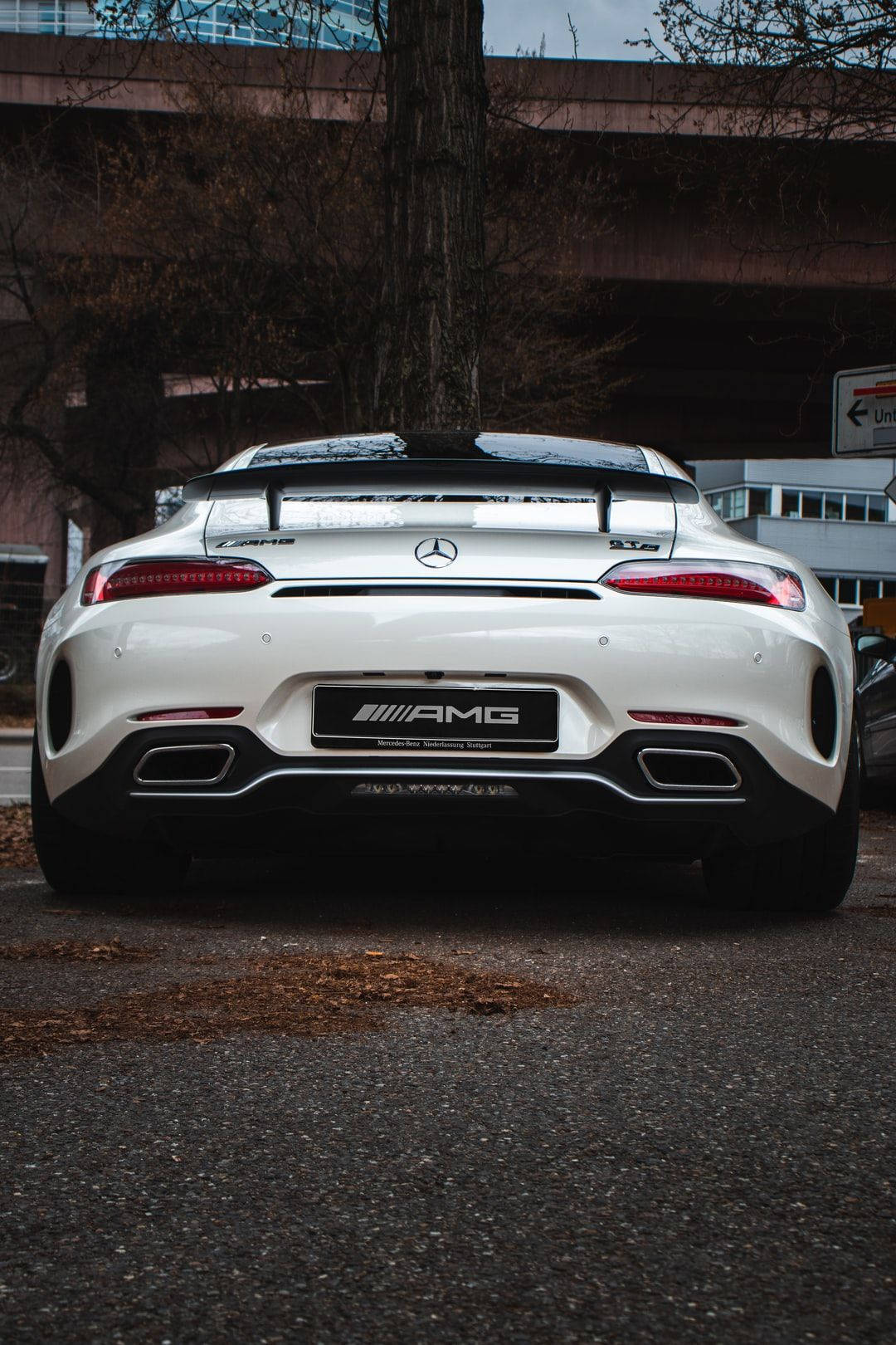 Mercedes Amg Gtr Back View Shot Background