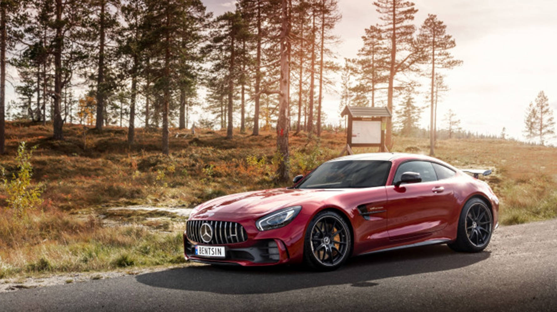 Mercedes Amg Gtr On Mountain Road Background