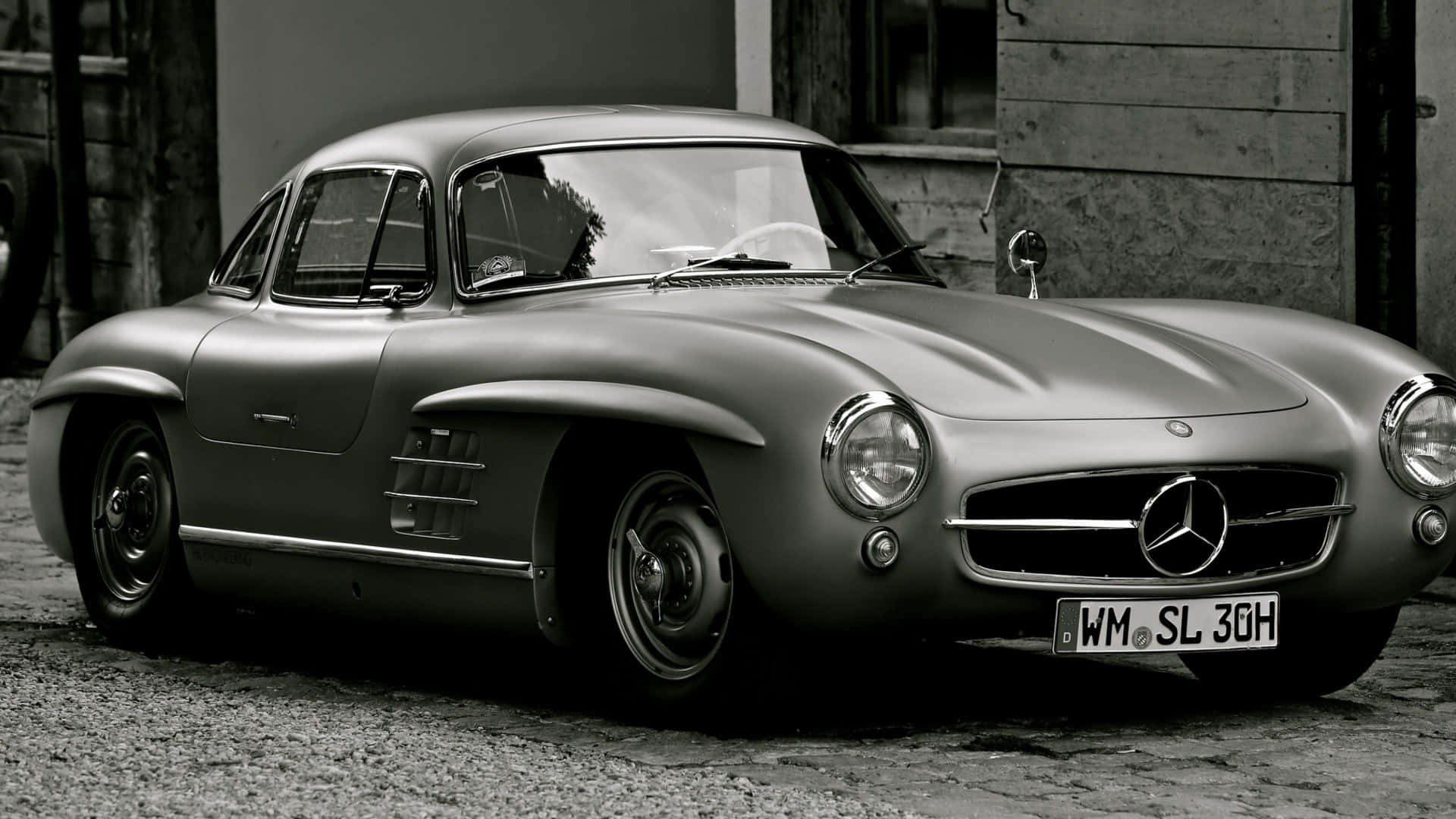 Mercedes Benz 300sl - Black And White Photo Background